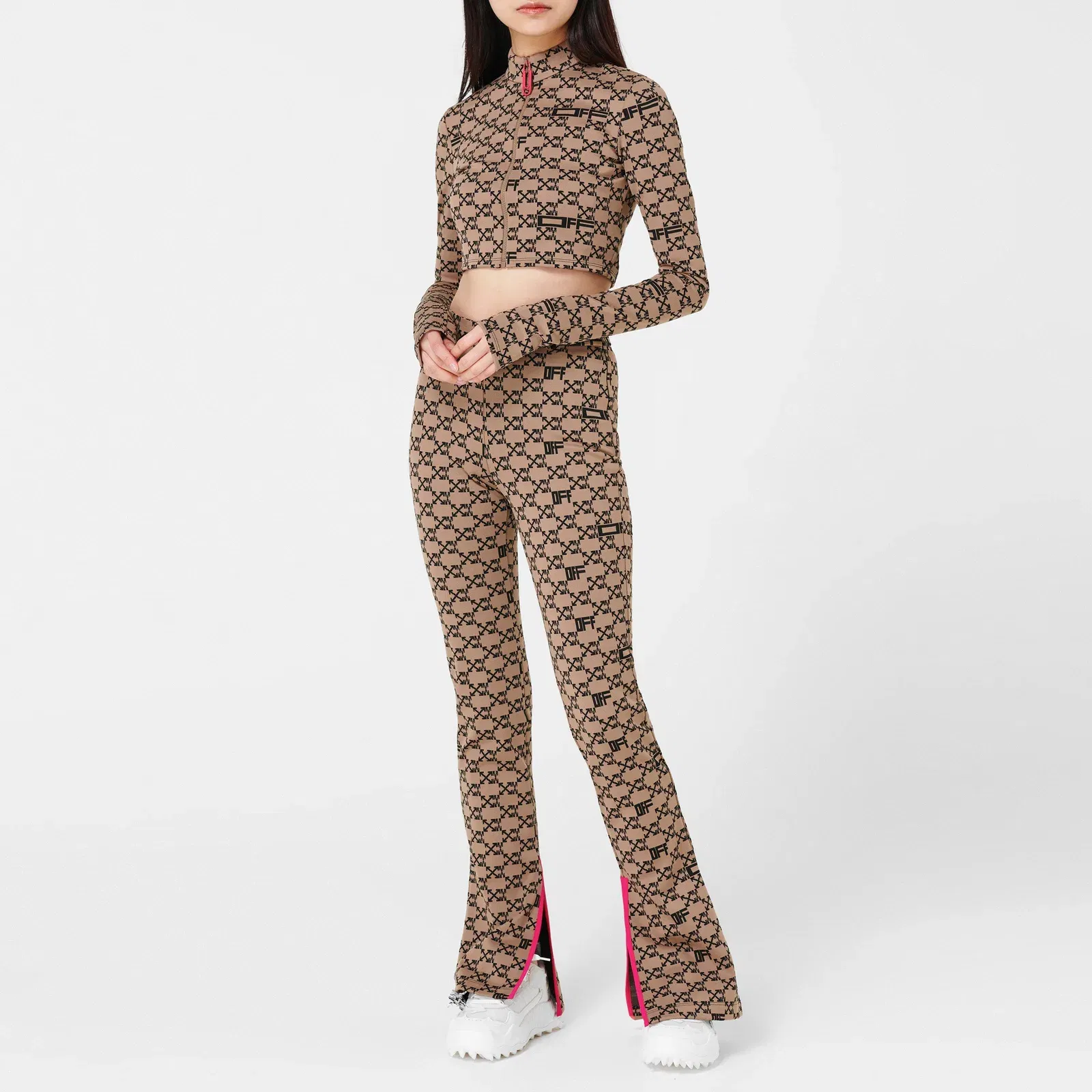 Cropped Mock Neck Long Sleeve Tracksuit Top