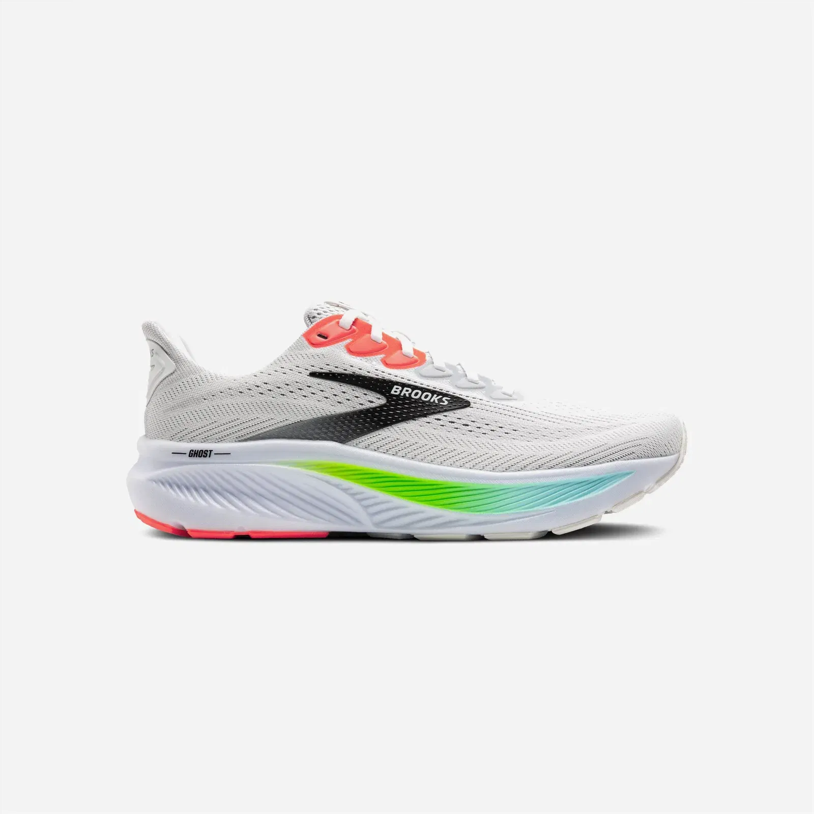 Brooks Ghost 17 White Pink Clay Gecko