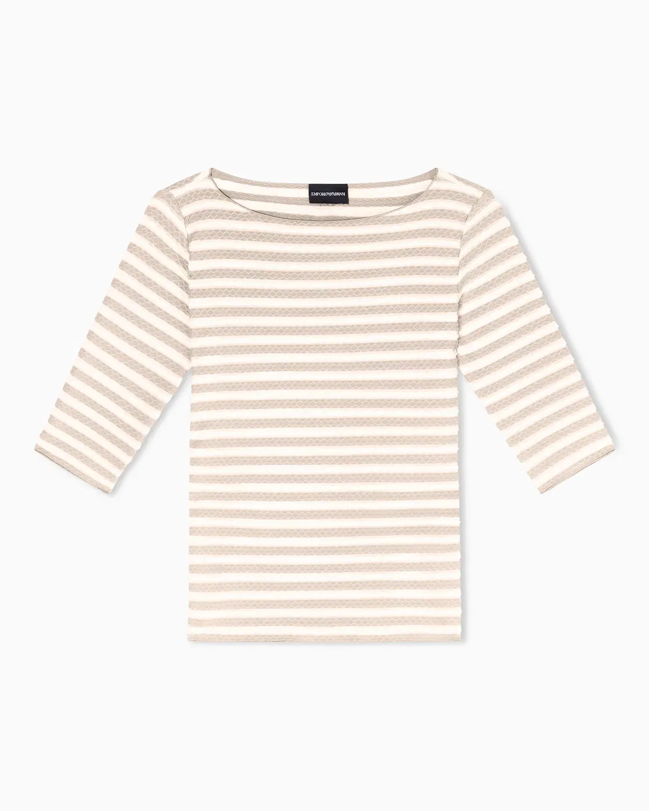 Emporio Armani Jumper with three-quarter length sleeves in striped jacquard jersey with a pattern