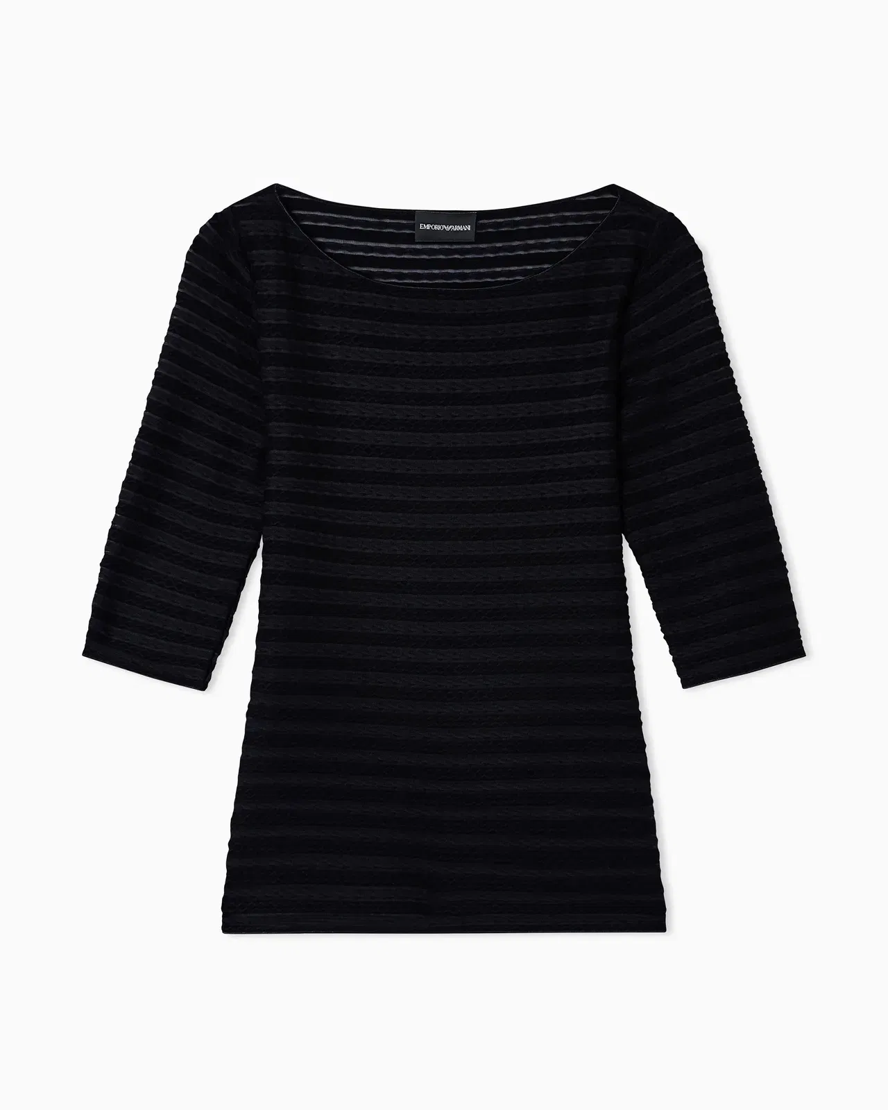 Emporio Armani Jumper with three-quarter length sleeves in striped jacquard jersey with a pattern