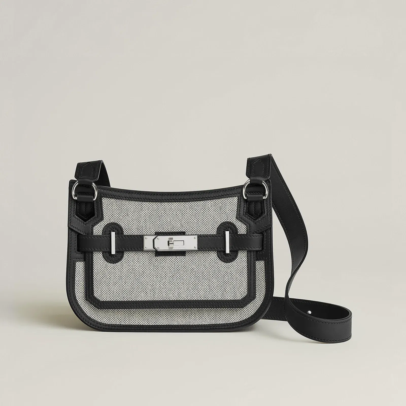 Hermes Jypsiere Mini Toile & Cuir Bag Cru
