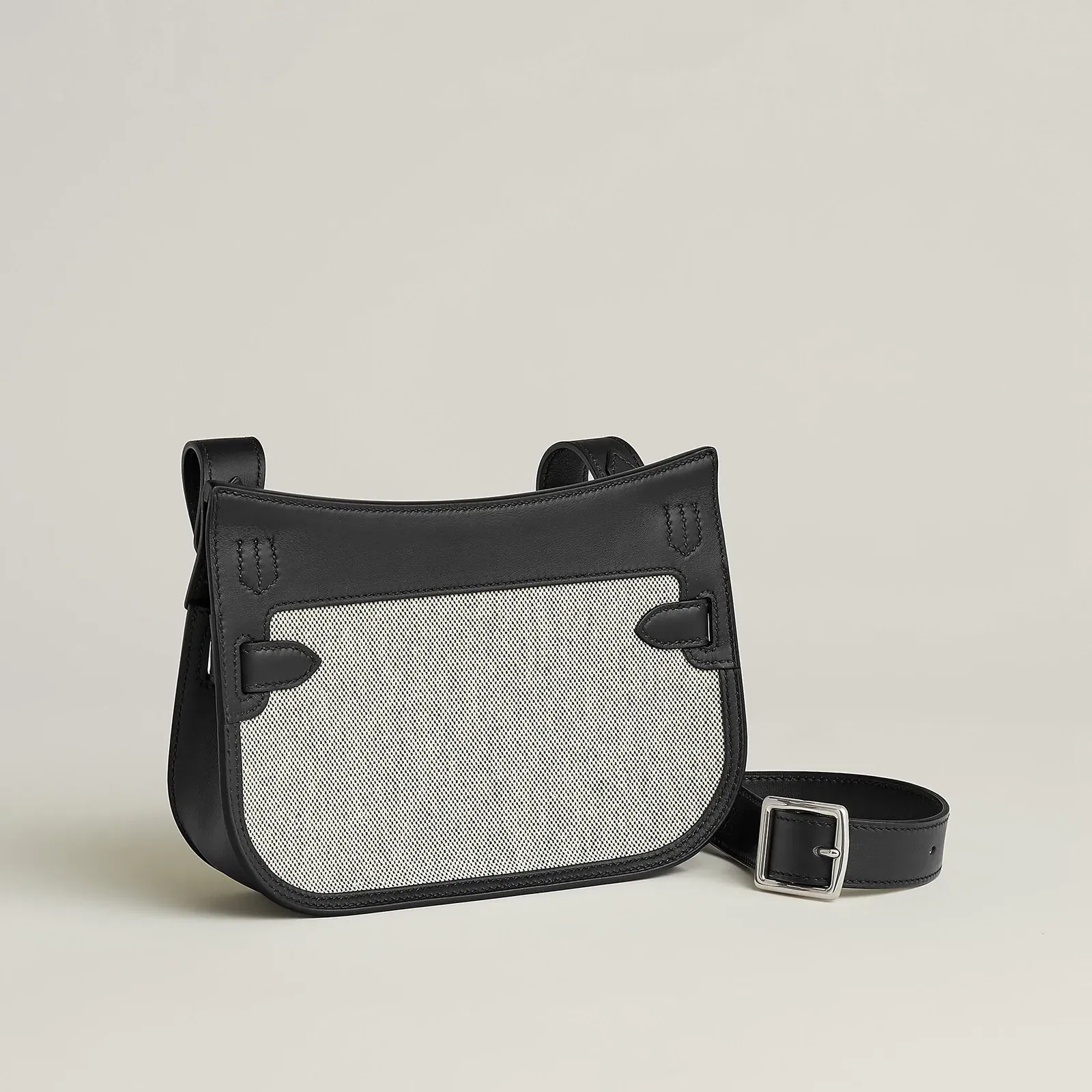 Hermes Jypsiere Mini Toile & Cuir Bag Cru