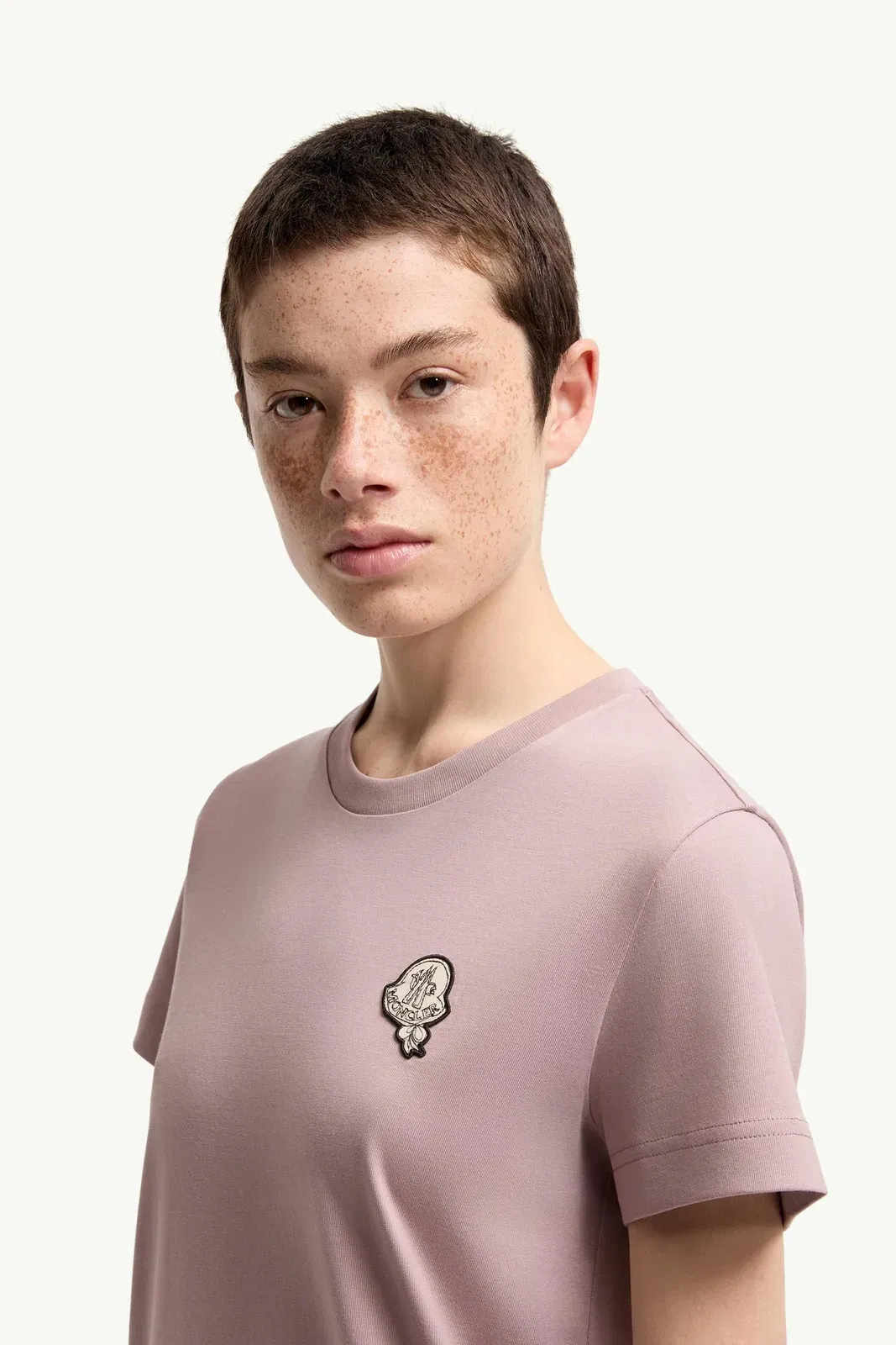 Moncler Logo Patch Cotton T-Shirt Light Pink Light Pink
