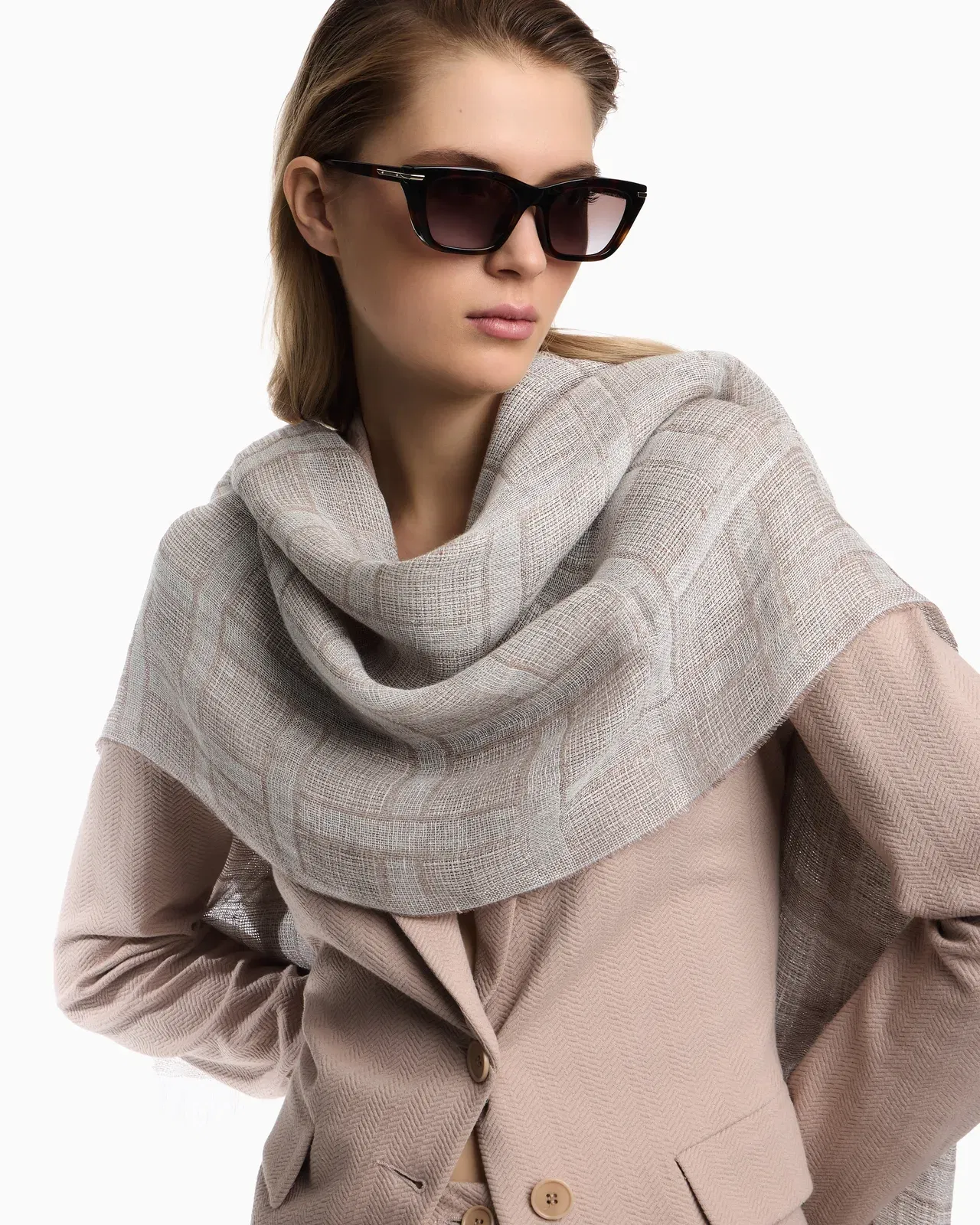 Emporio Armani Brushed linen scarf with lurex