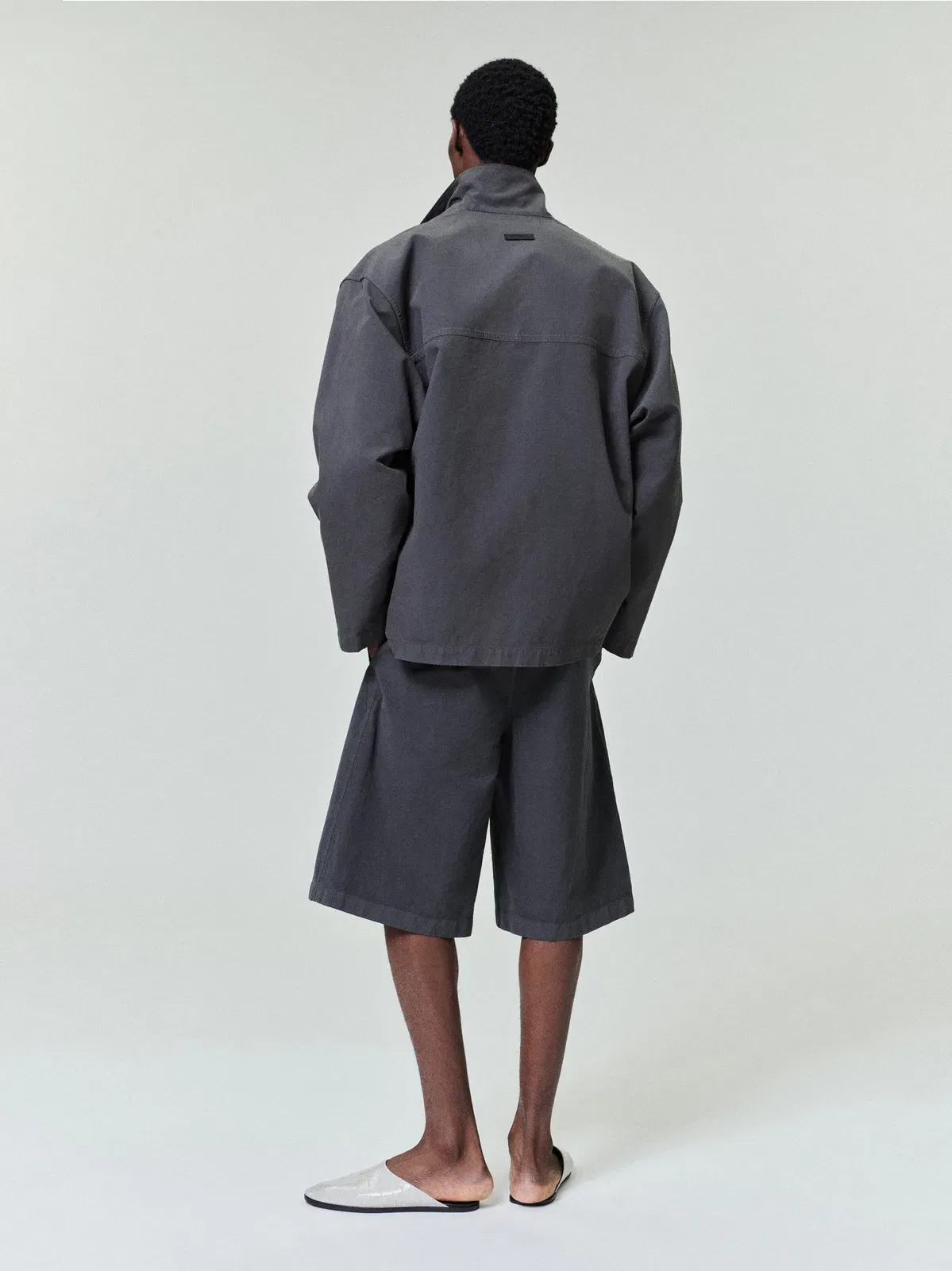 Essentials Garment Dyed Cotton Casual Short Dark Grey