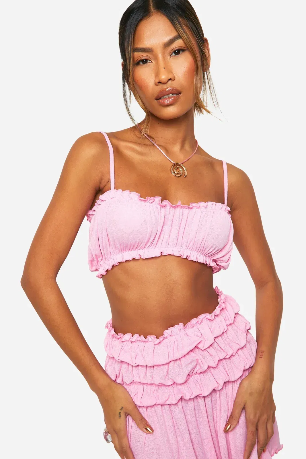 Onion Skin Bralet and Matching Ruched Mini Skirt