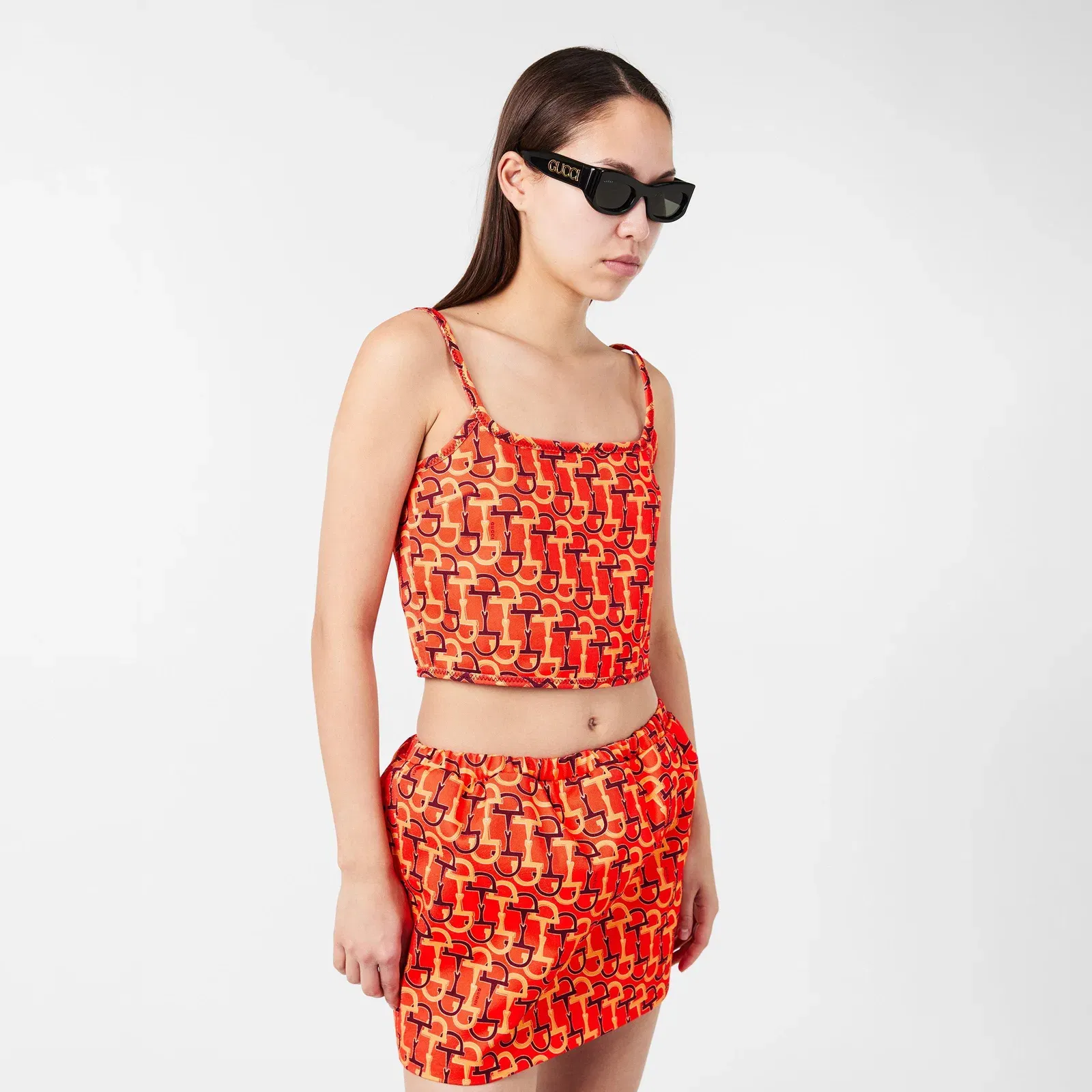 Cropped Printed Cotton-Twill Top
