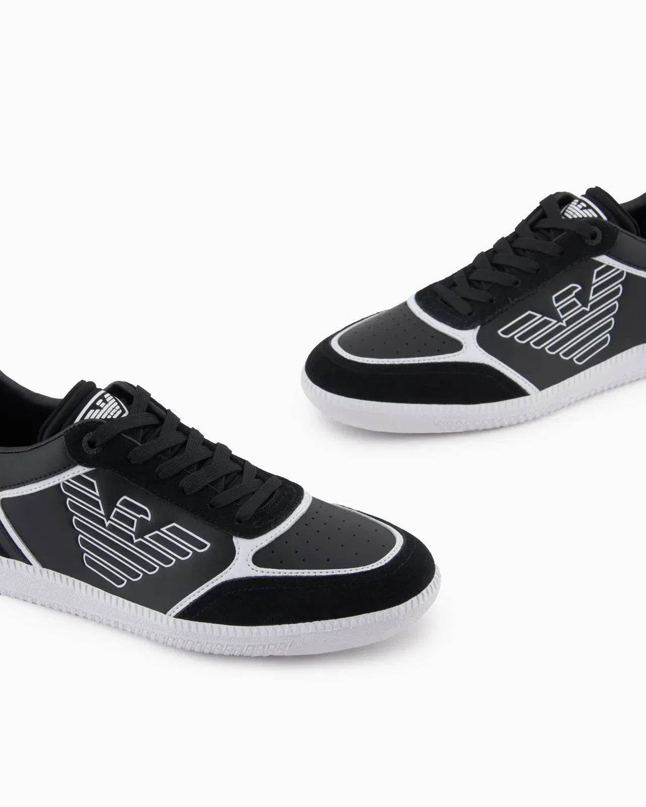 Ea7 High-Top Sneaker In Leather And Suede New Heritage Eagle Black