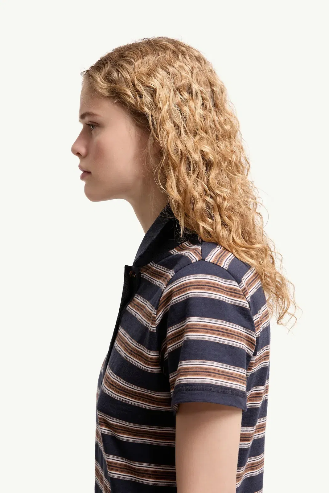 Moncler Striped Cotton Polo Shirt Blue & Brown Blue & Brown