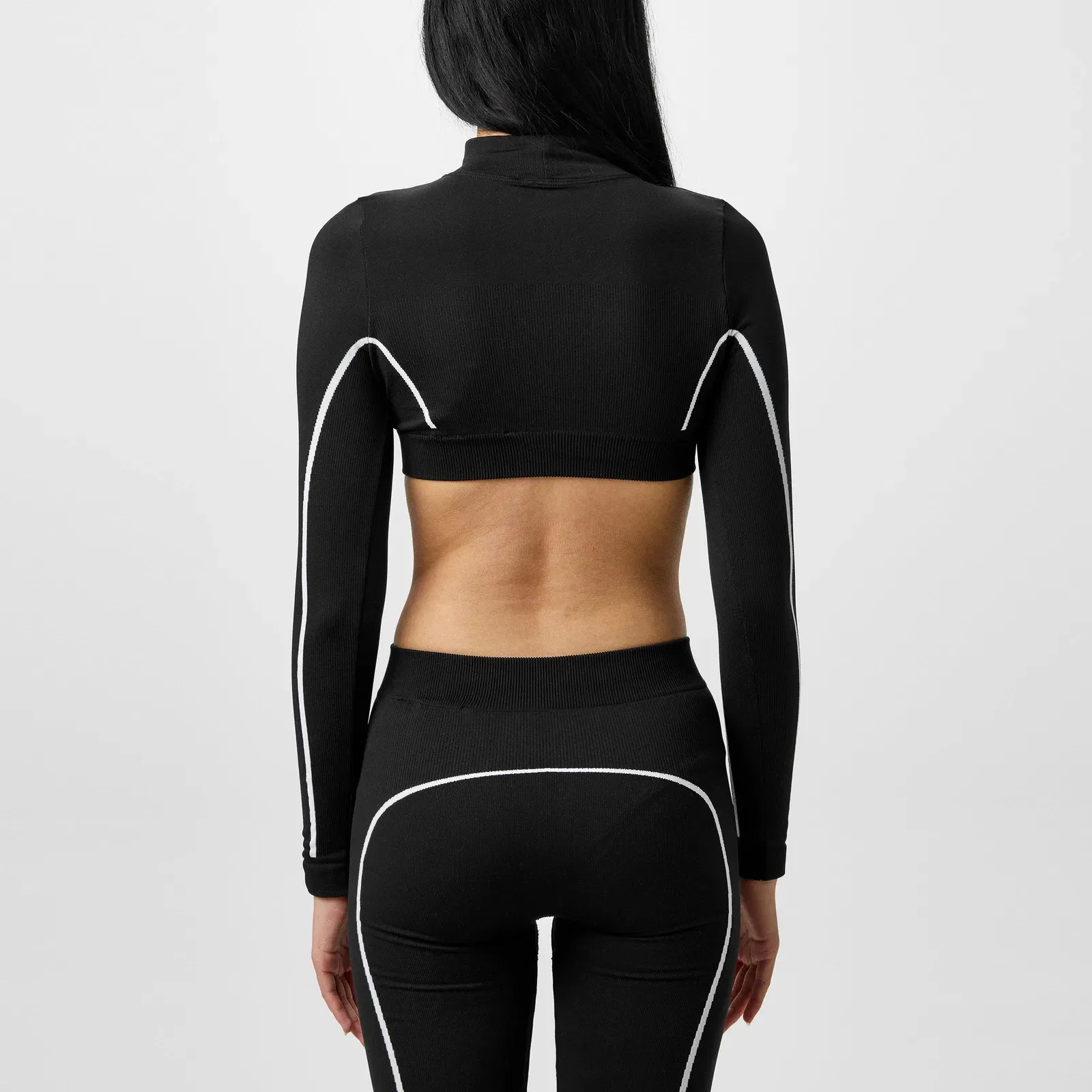 Long Sleeve Seamless Logo Crop Top