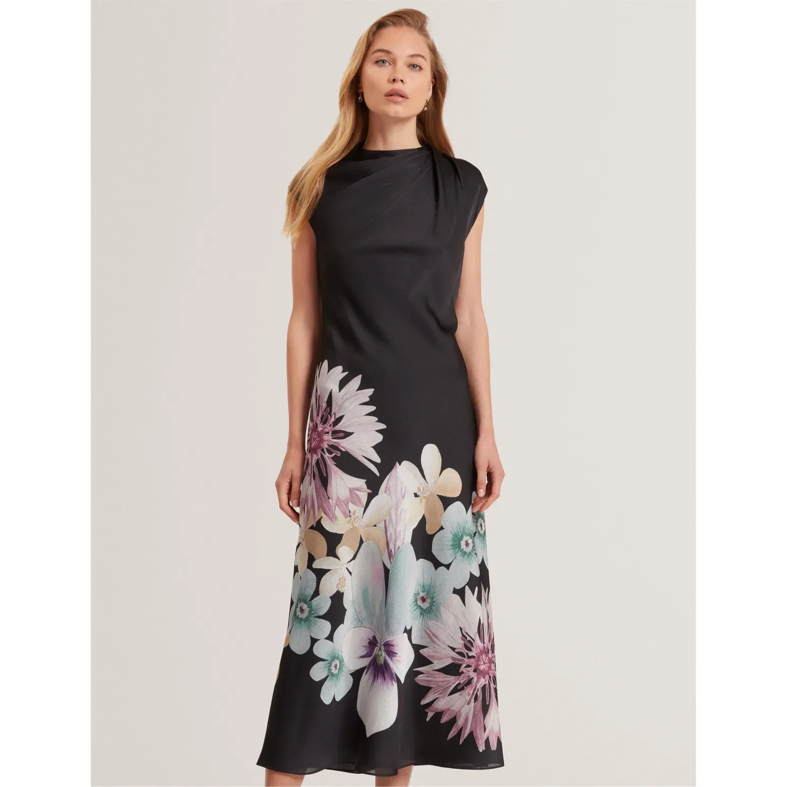 Drape Midi Slinky Dress
