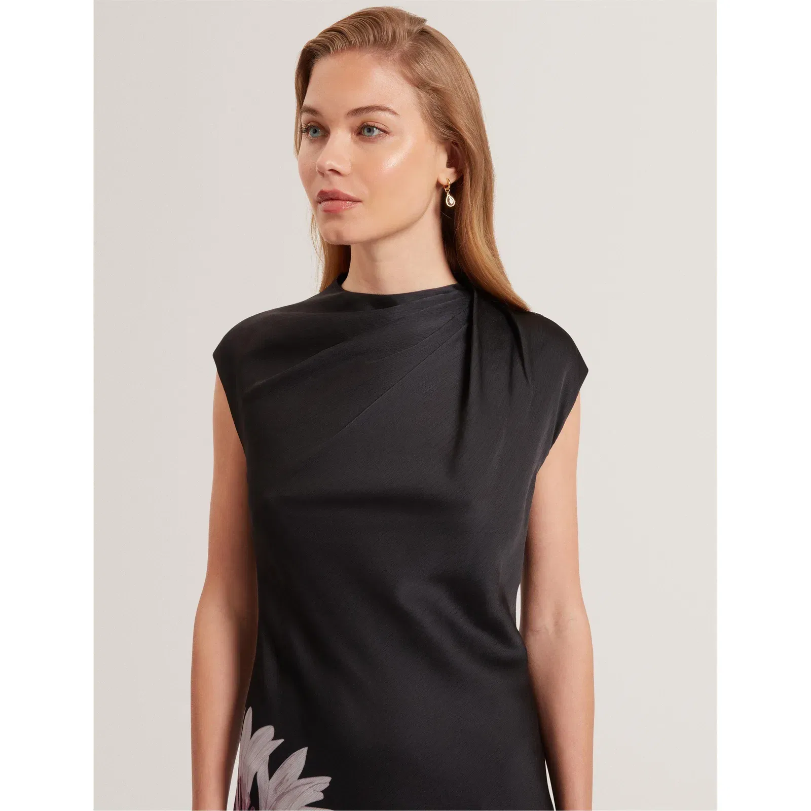 Drape Midi Slinky Dress