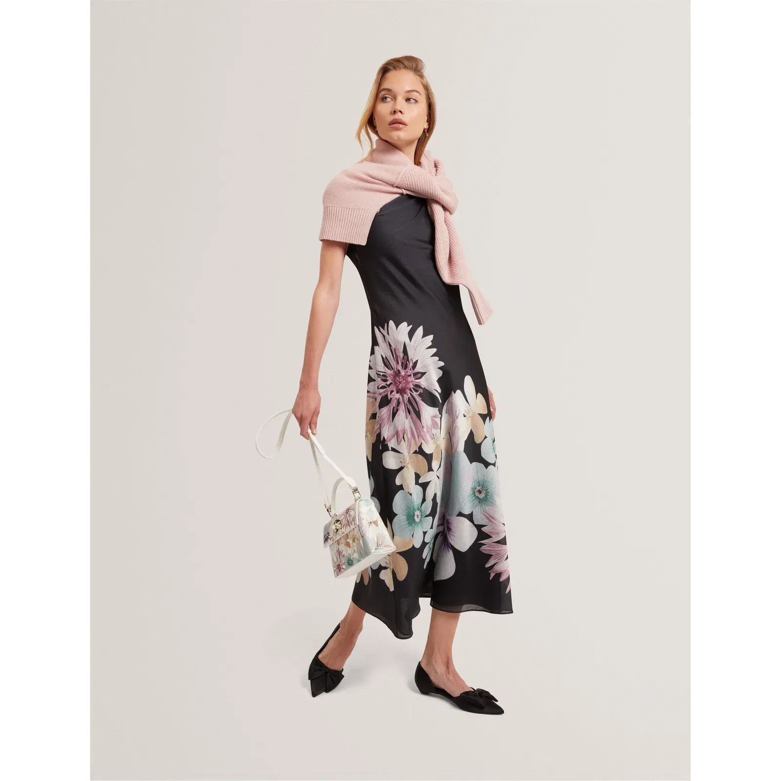 Drape Midi Slinky Dress