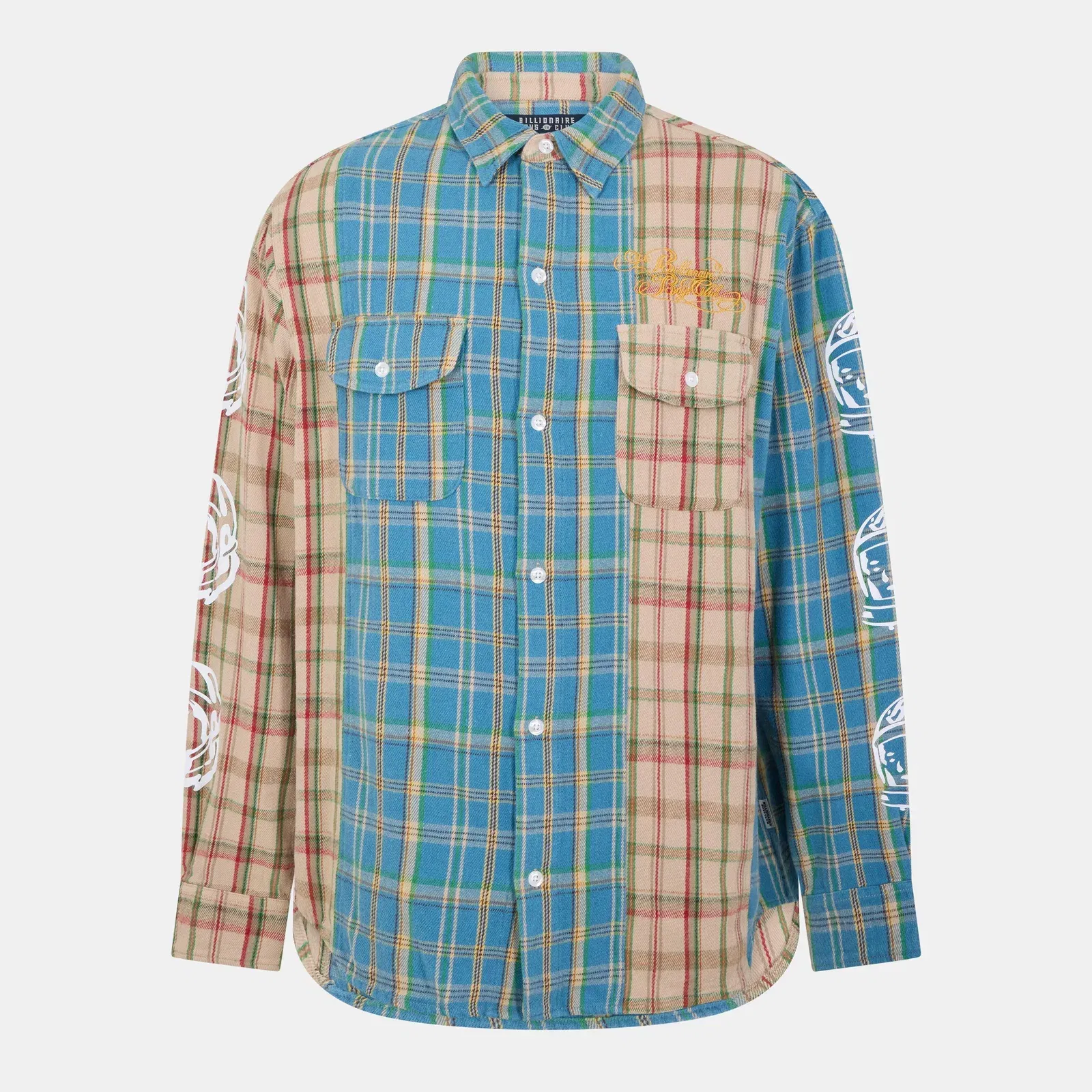 Panelled Long Sleeve Patterned Shirt