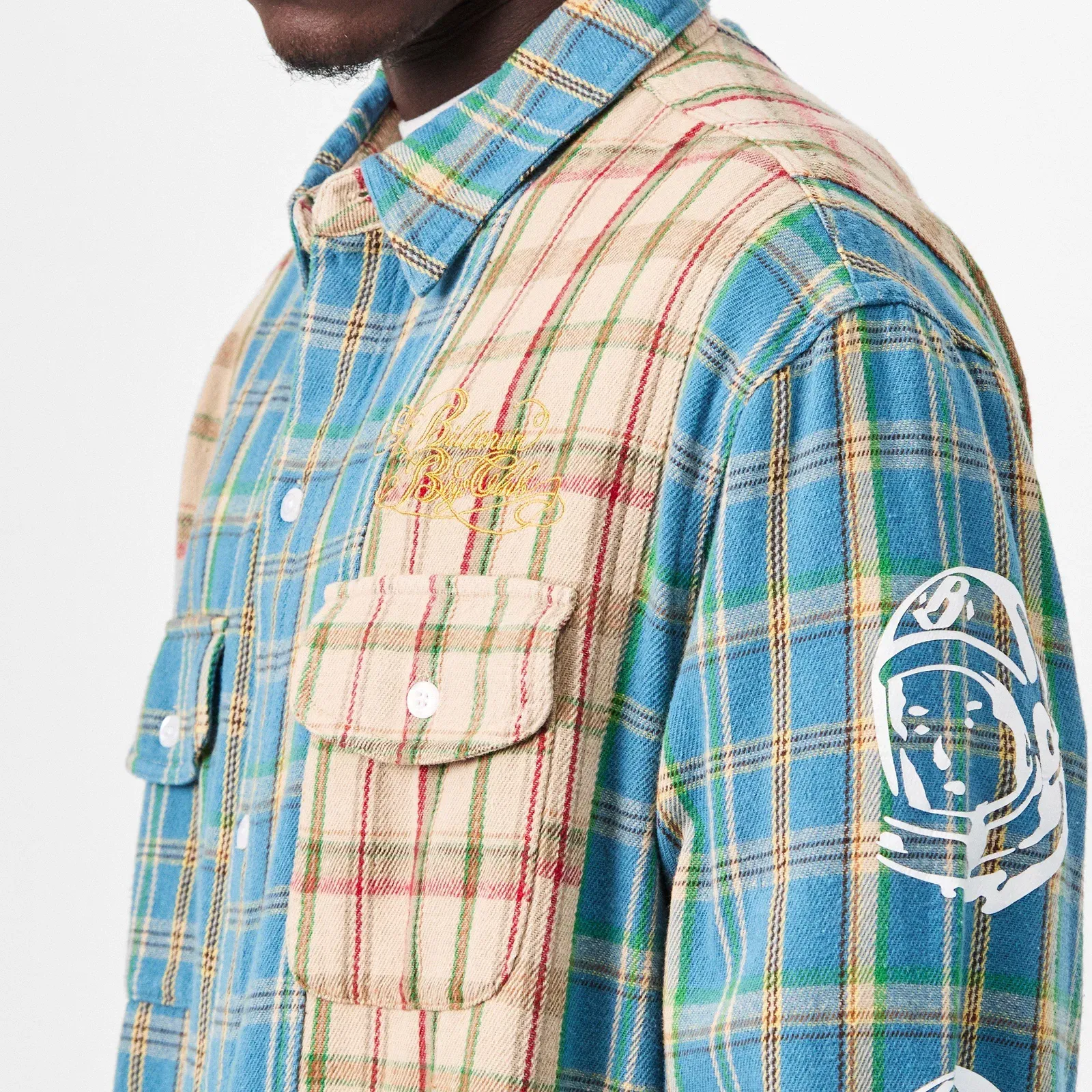Panelled Long Sleeve Patterned Shirt