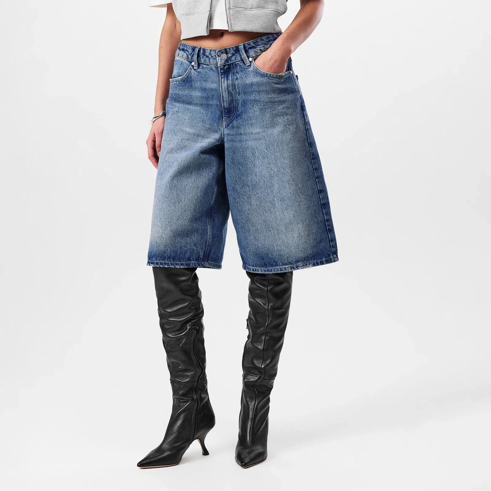 Denim Bermuda Cotton Knee Length Chino Shorts