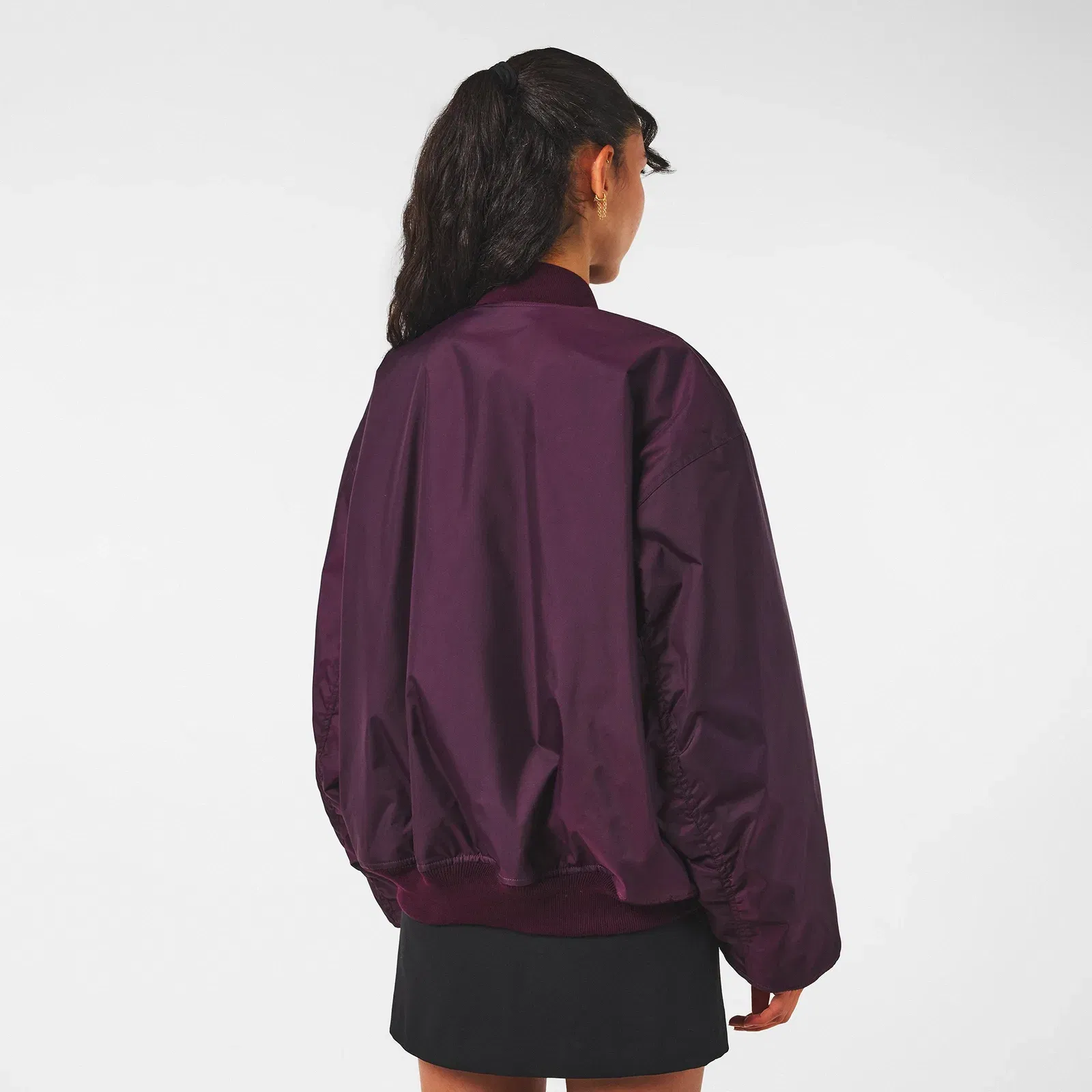 Ribbed Trim Bomber Jacket