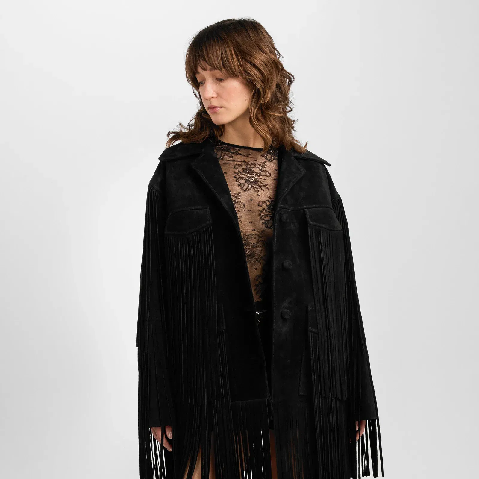 Suede Structured Leather Jacket