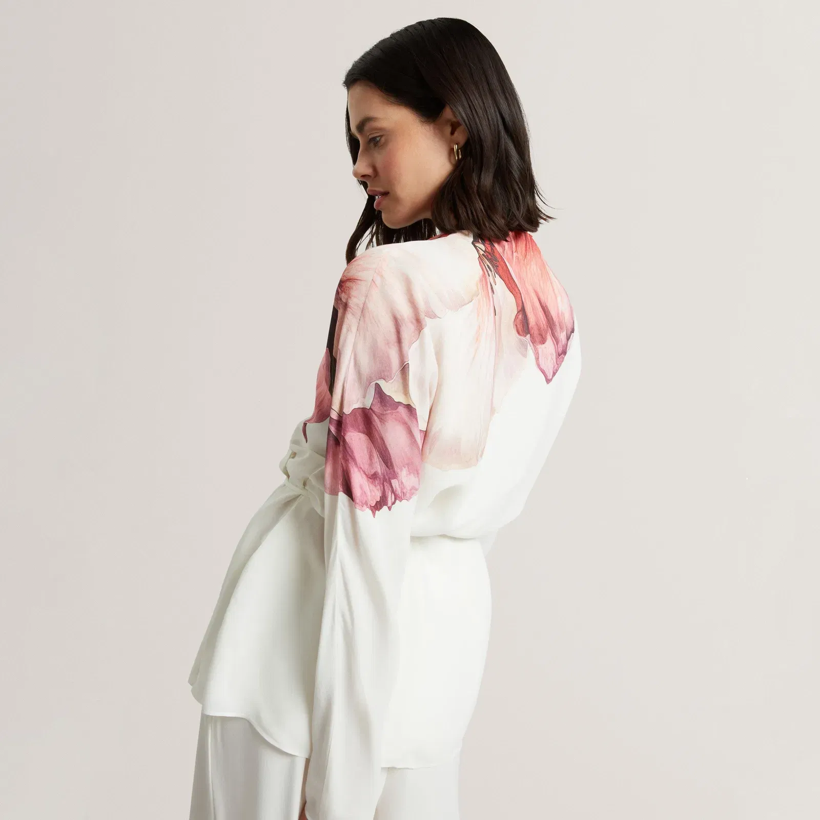 Ted Baker Print Detail Wrap Front Long Sleeve Blouse