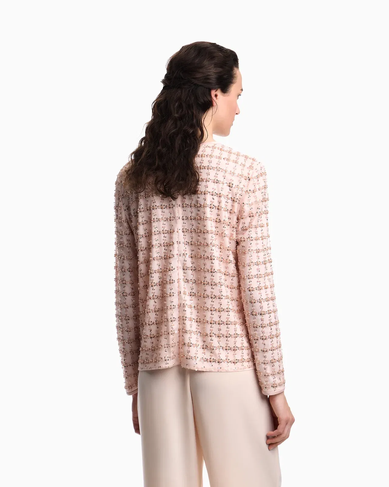 Emporio Armani Tulle top with sequin and bead embroidery