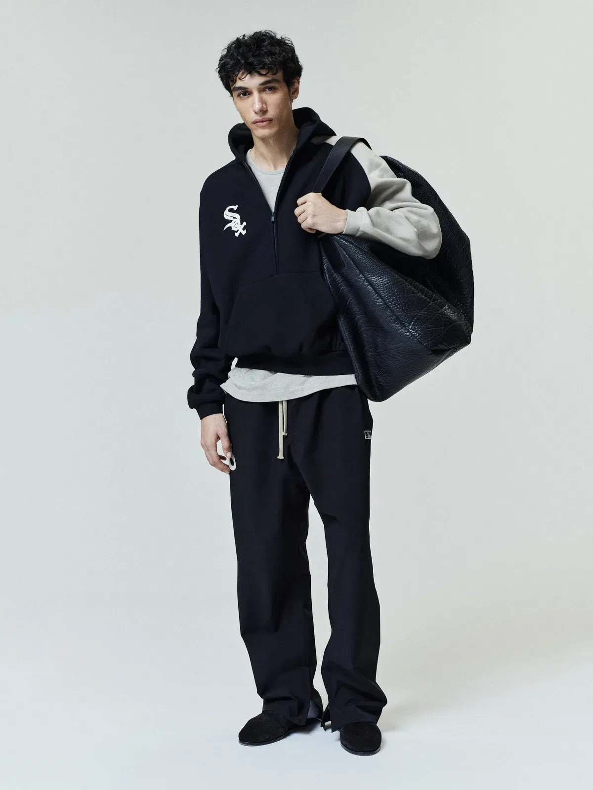 Essentials White Sox Raglan Half Zip Sport Hoodie Black