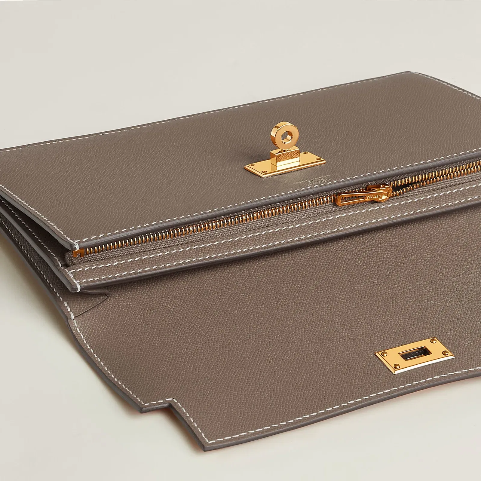Hermes Kelly Pocket Long Wallet Gris Meyer