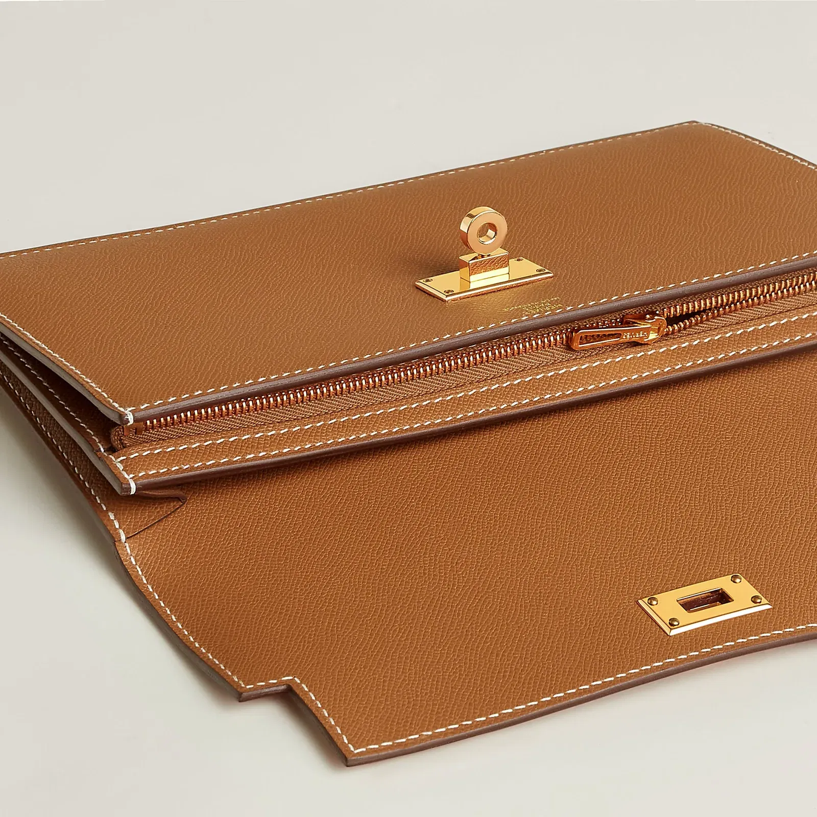 Hermes Kelly Pocket Long Wallet Gris Meyer
