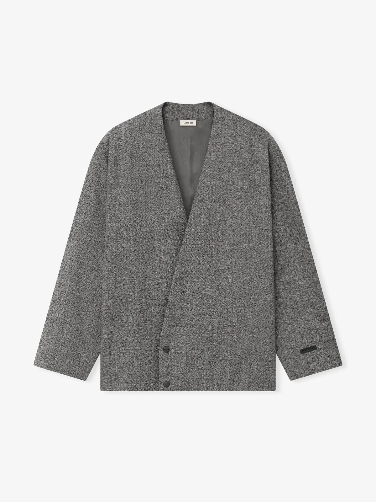 Essentials Mouline Wool Relaxed Lapelless Jacket Off White/Black
