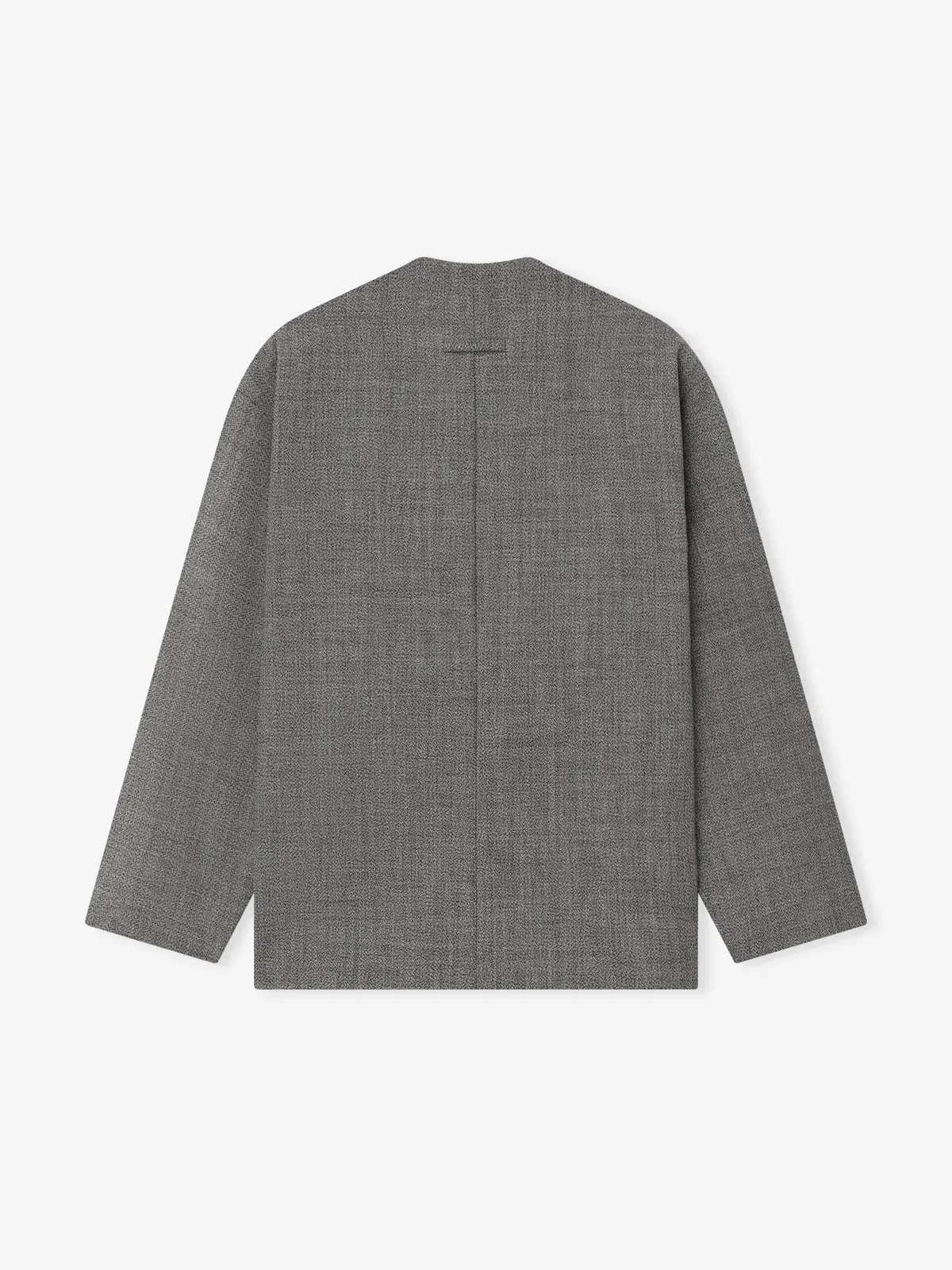 Essentials Mouline Wool Relaxed Lapelless Jacket Off White/Black
