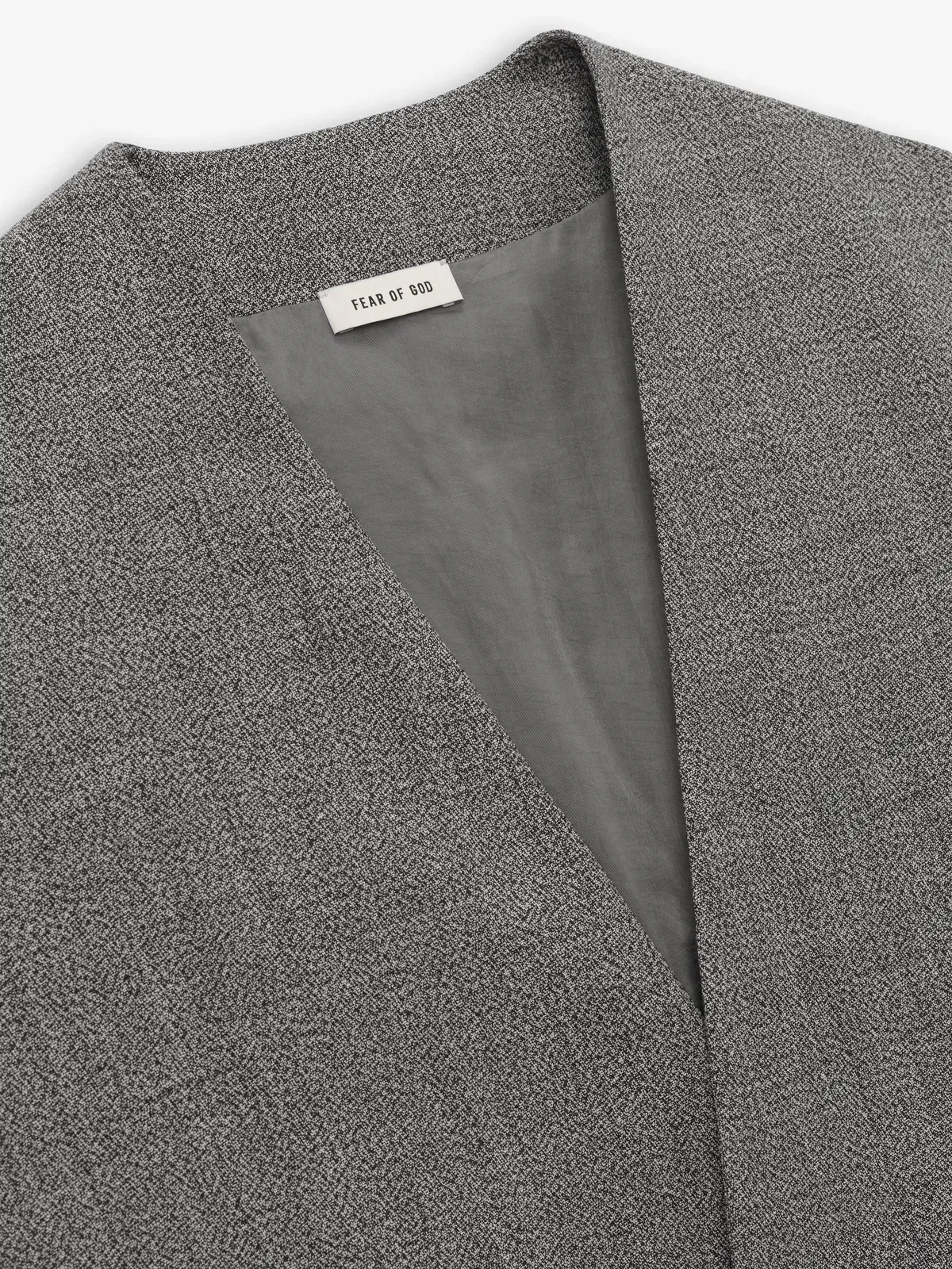 Essentials Mouline Wool Relaxed Lapelless Jacket Off White/Black