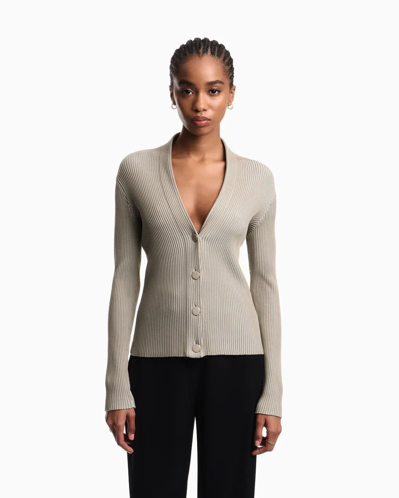 Emporio Armani Knit cardigan with a ribbed effect
