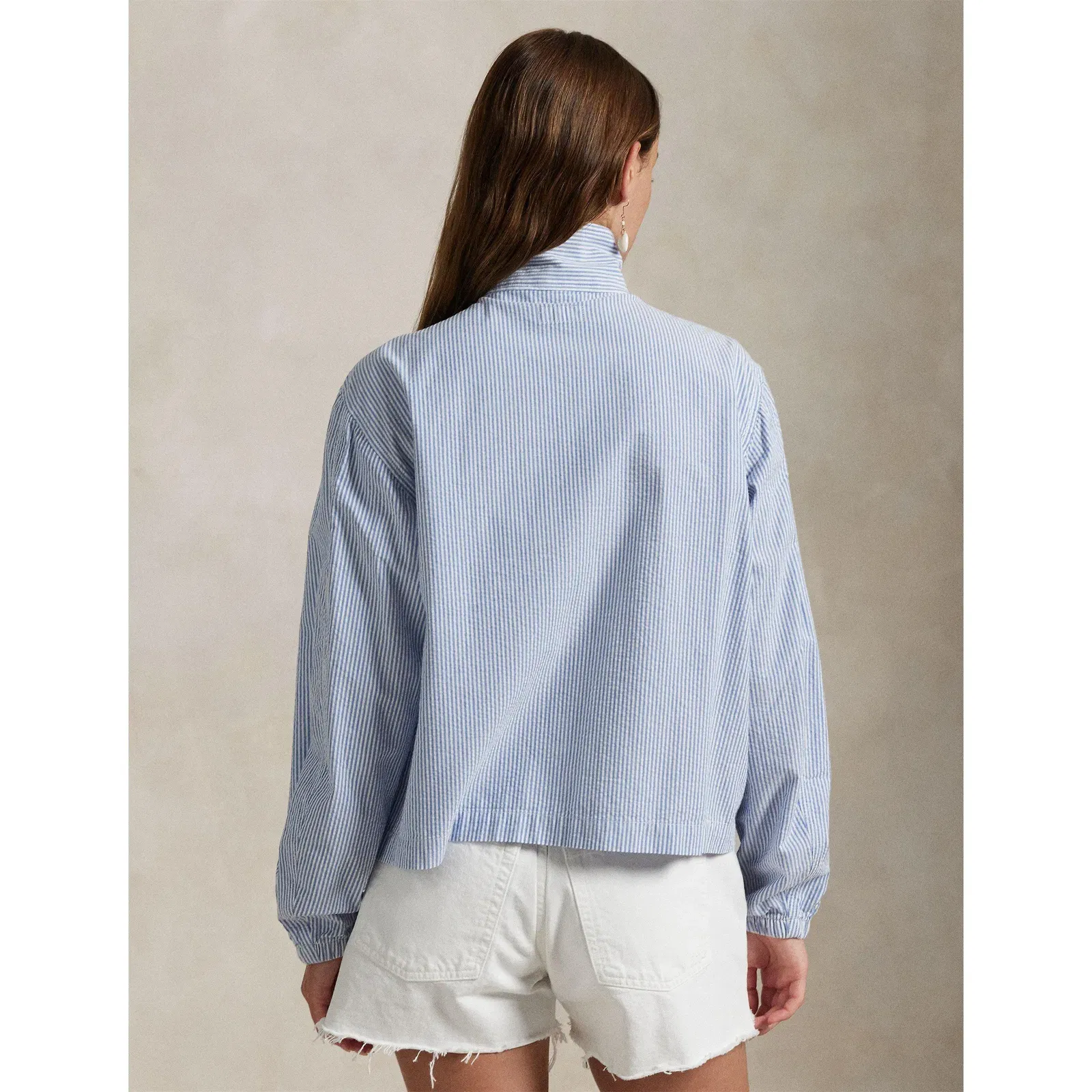 Seersucker Cotton Long Sleeve Windbreaker