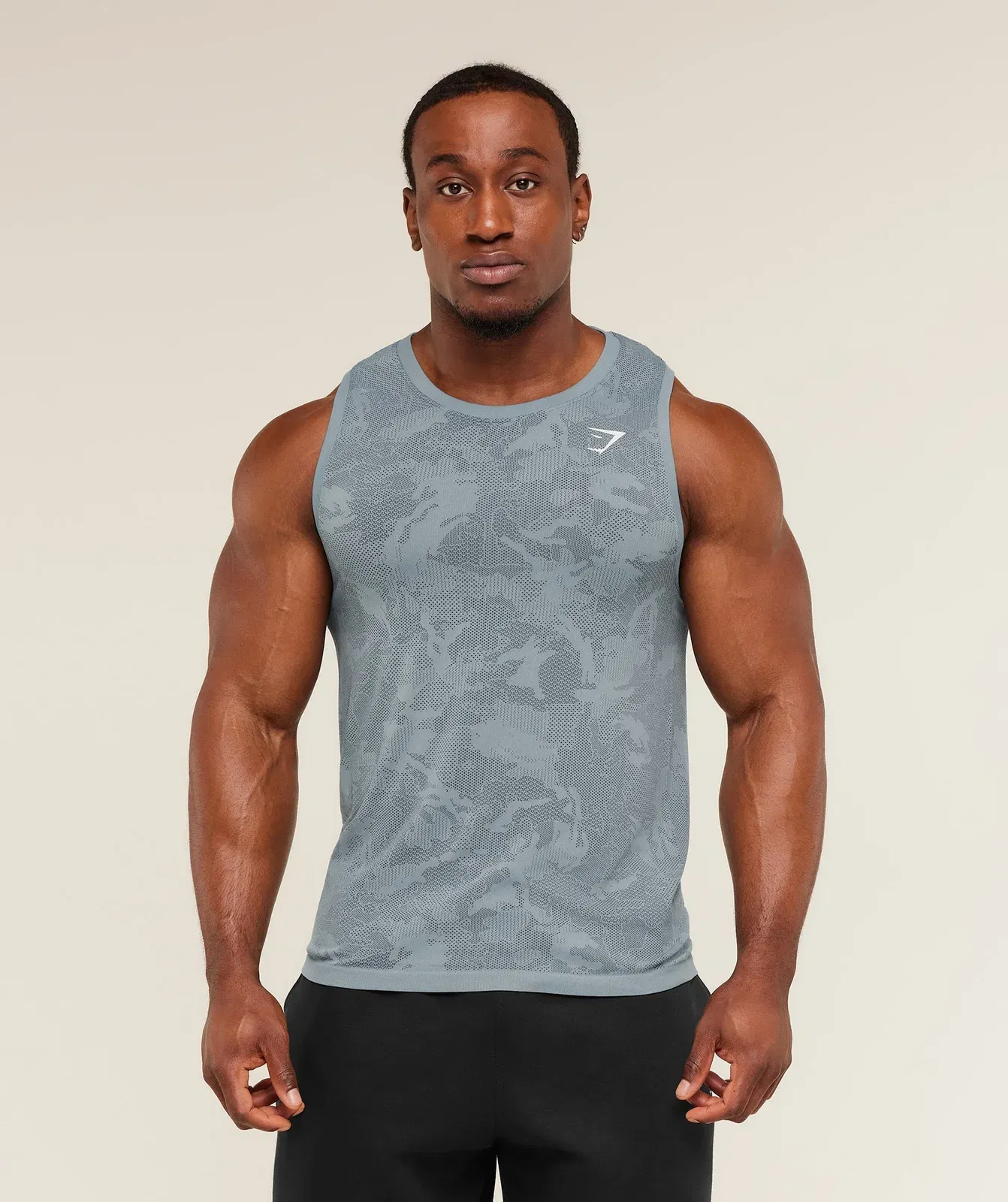Gymshark Geo Seamless Tank - Storm Blue / Stealth Blue