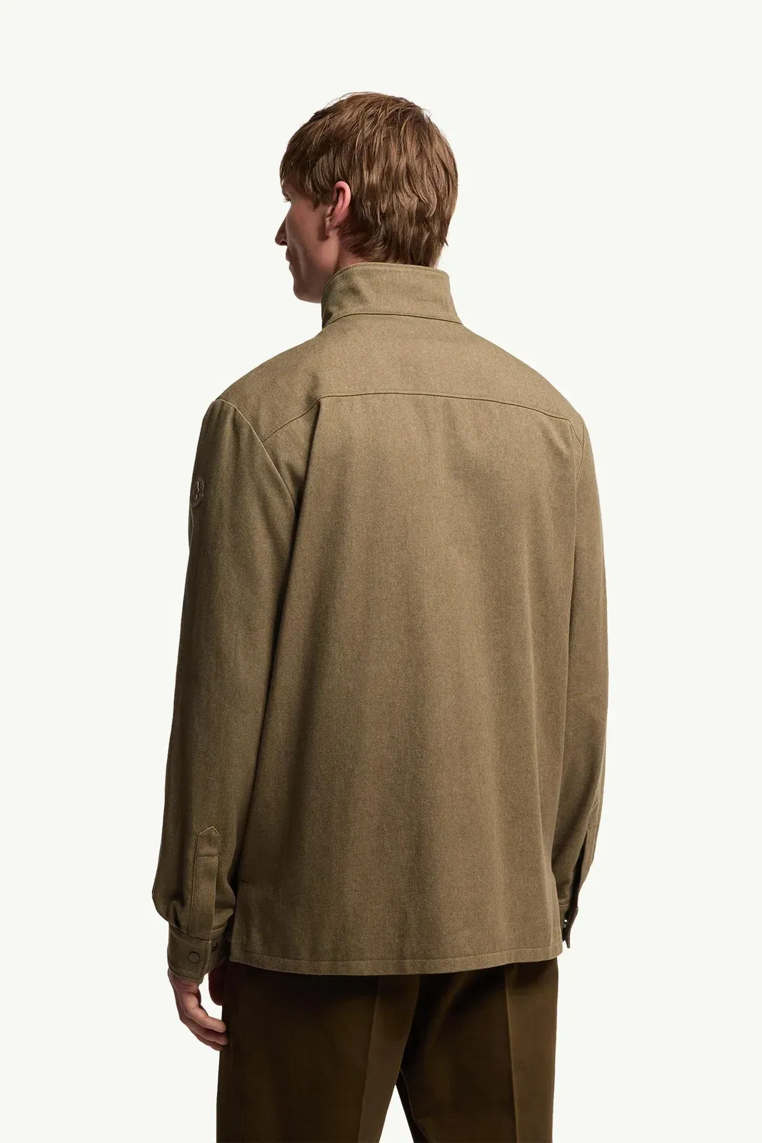 Moncler Leather Logo Cotton Jacket Olive Green Olive Green