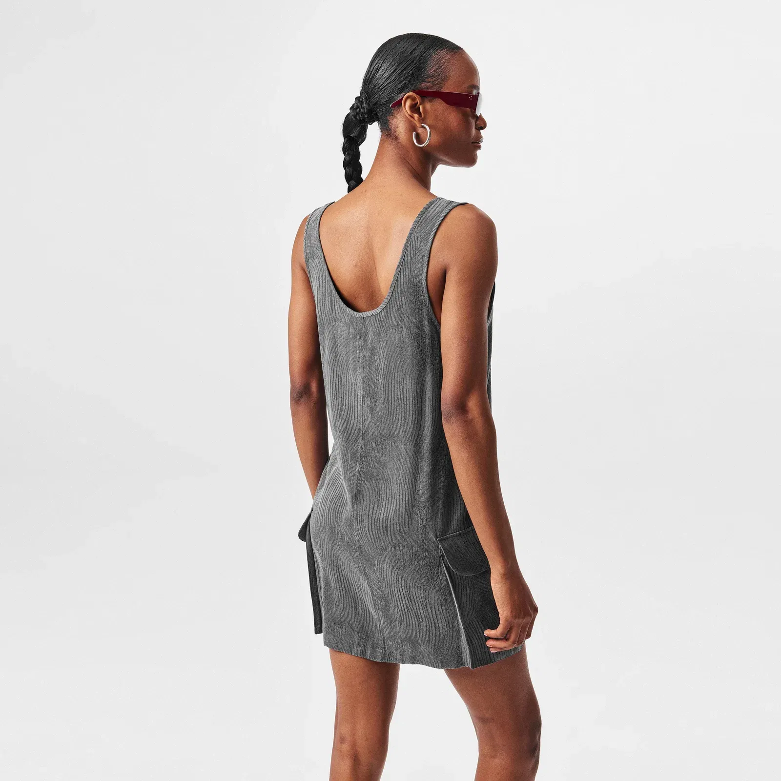 Swirl Lyocell Functional Pockets T-Shirt Dress