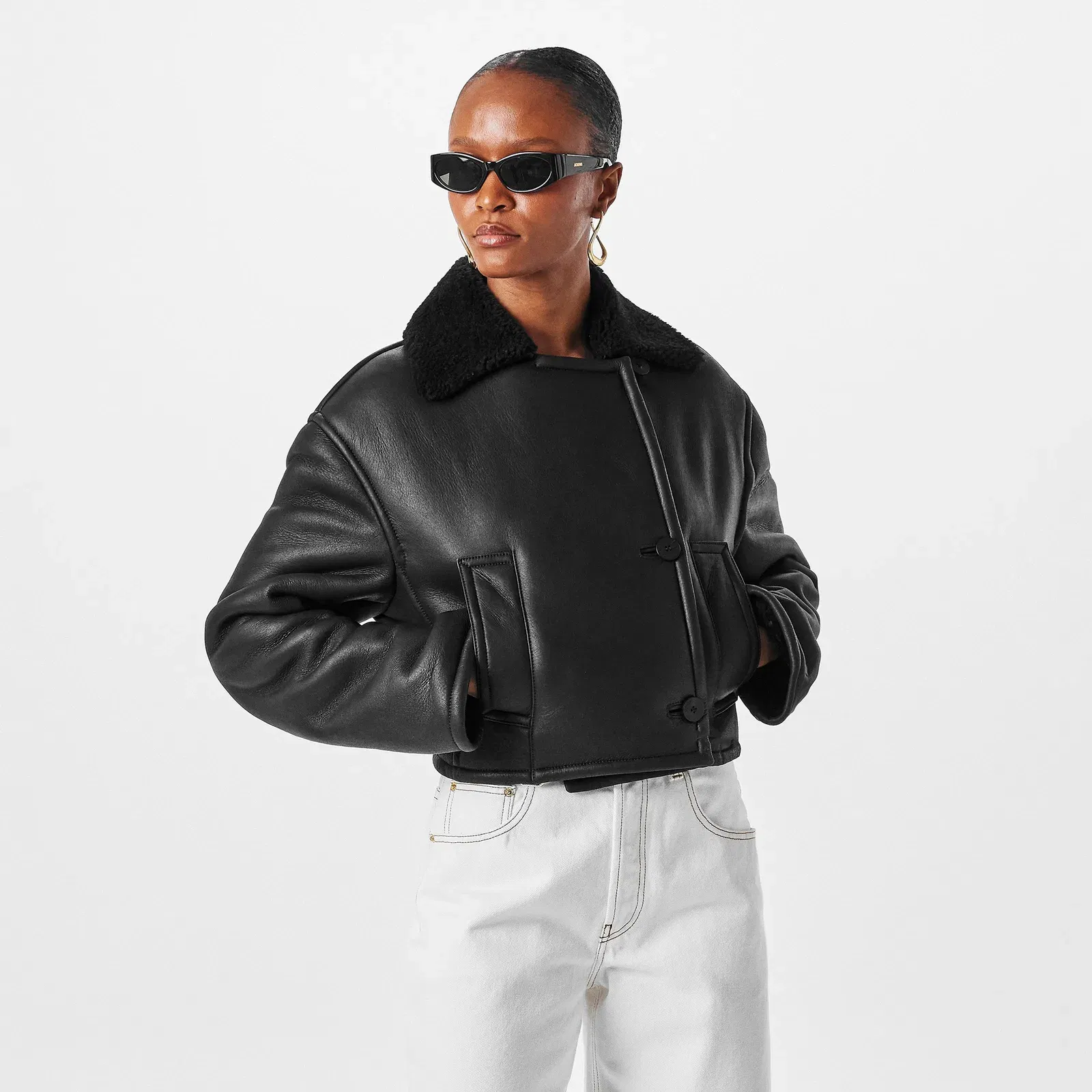 Marino Blouson Long Sleeve Lamb Leather Jacket