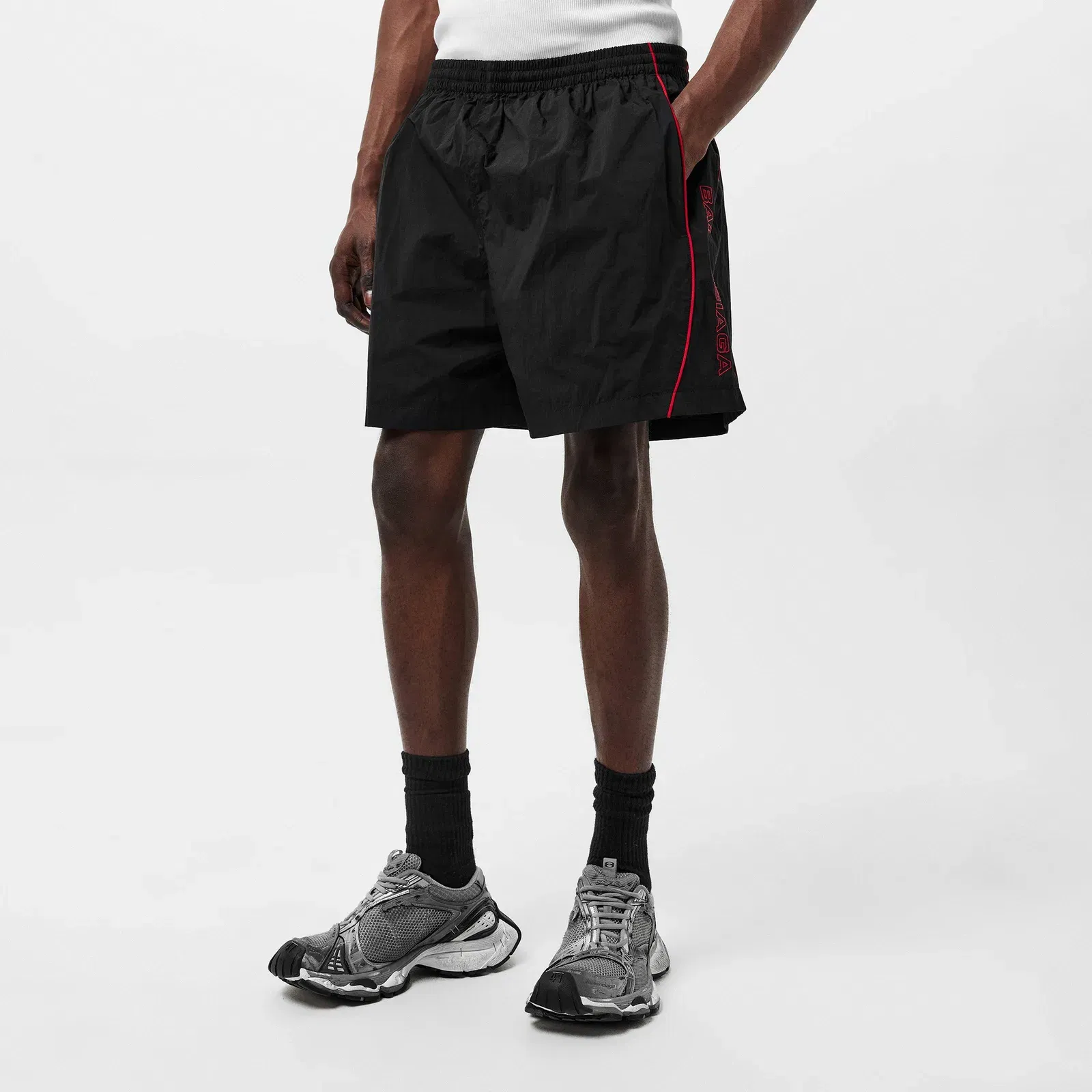 Embroidered Track Shorts