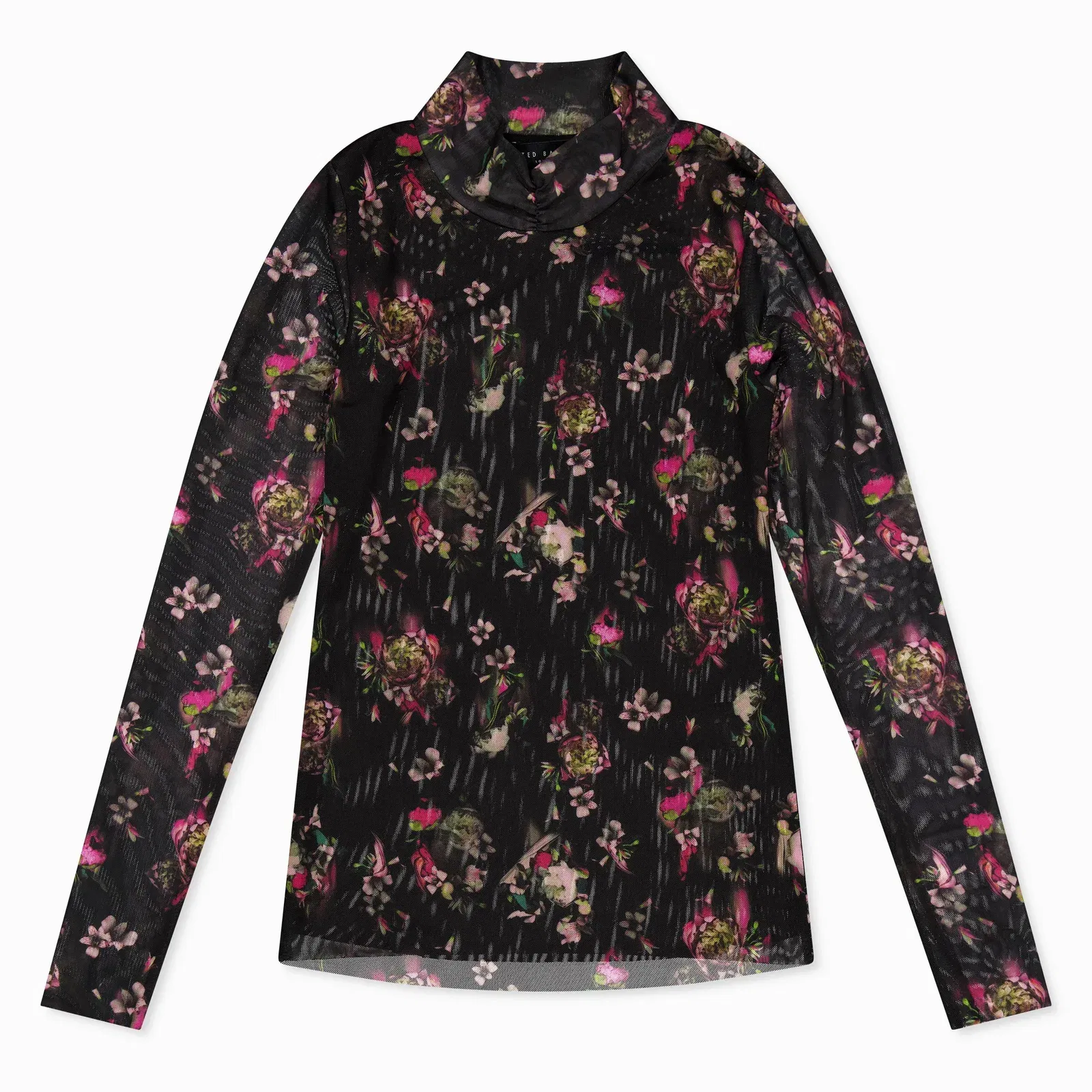 High Neck Print Long Sleeve T-Shirt