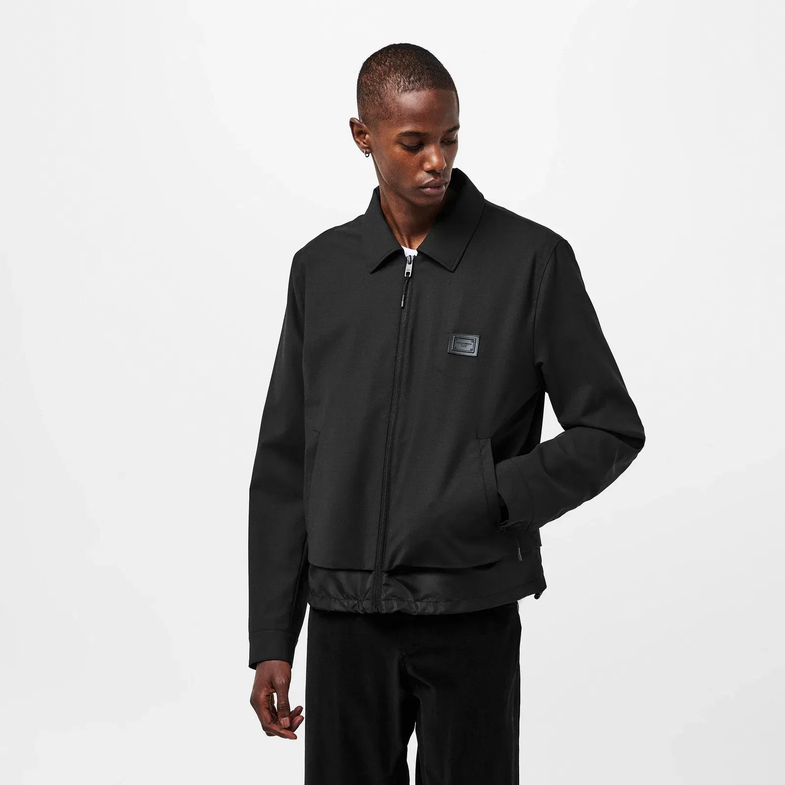 Structured Ribbed Cuff Harrington Jacket
