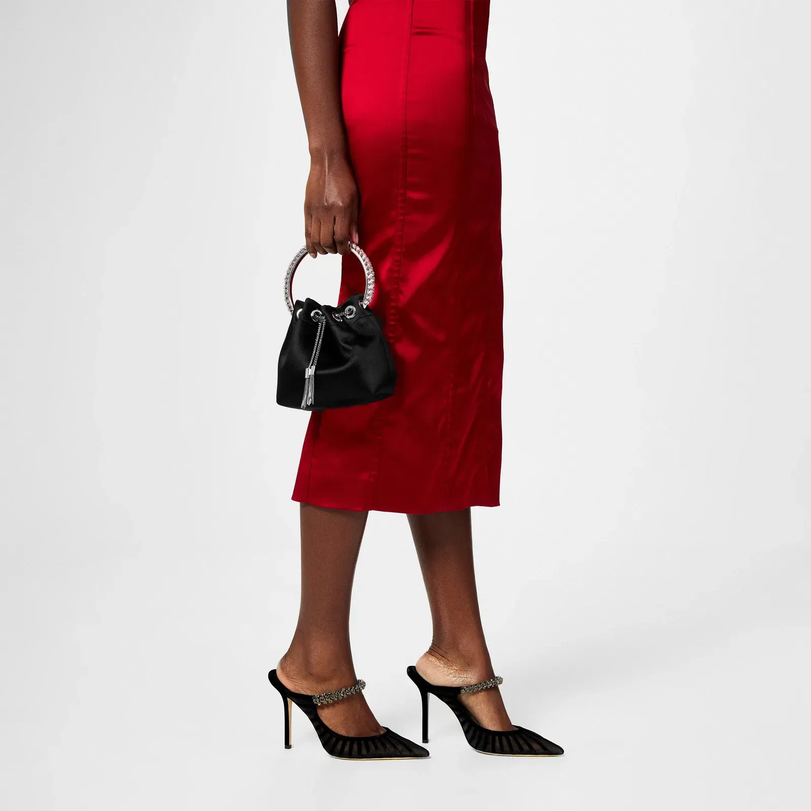 Embellished Satin Bon Bon Top Handle Bag