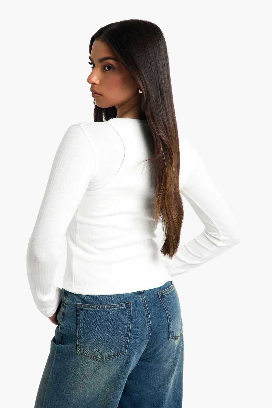 2 Layer Rib Long Sleeve Top