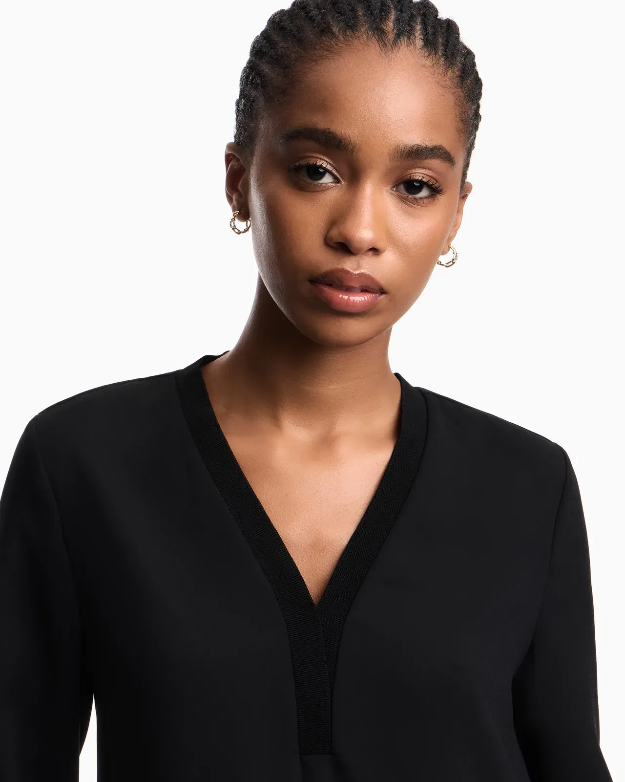 Emporio Armani Flowing crêpe V-neck blouse