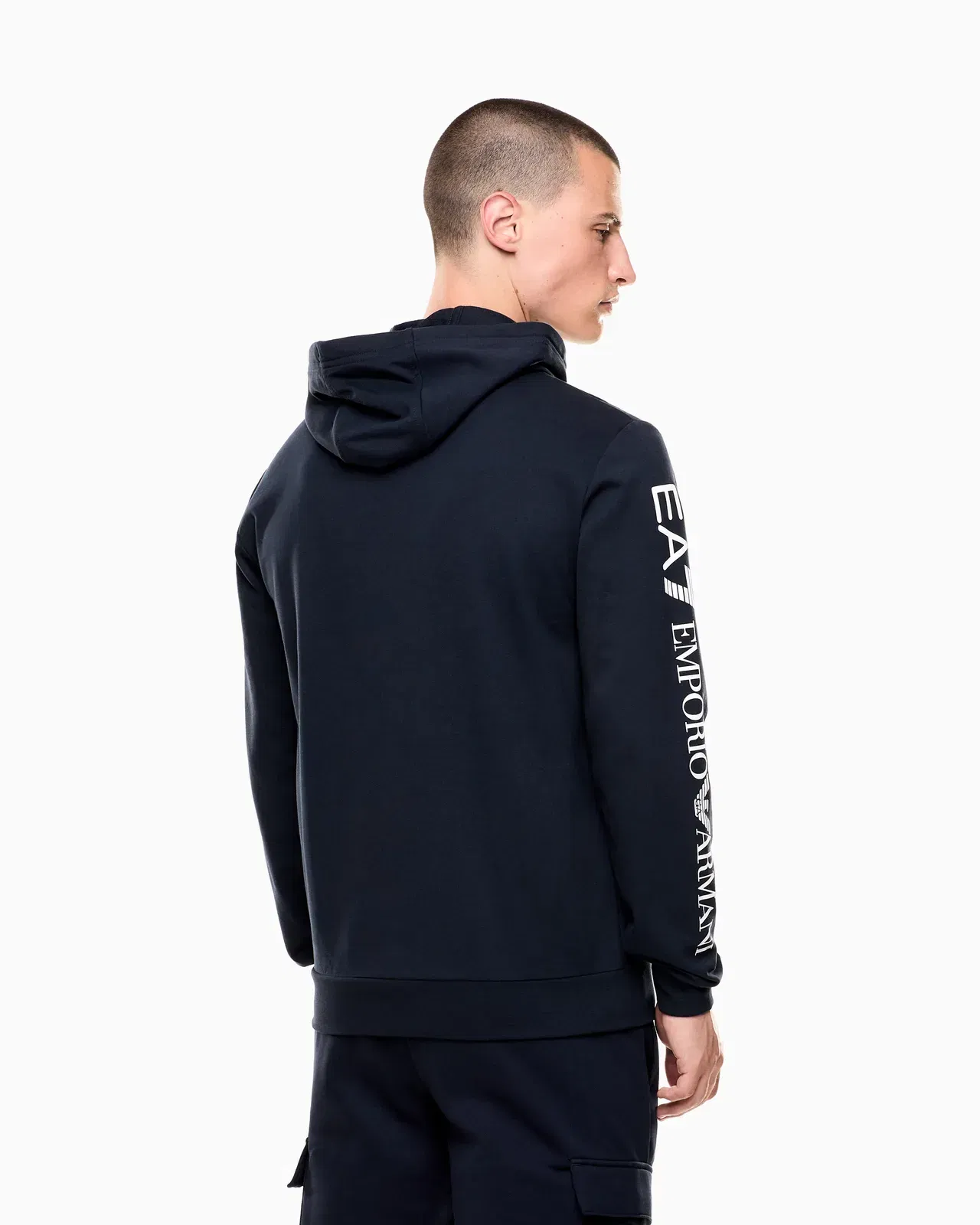 EA7 Pullover sweatshirt in cotton with a hood Logo Series