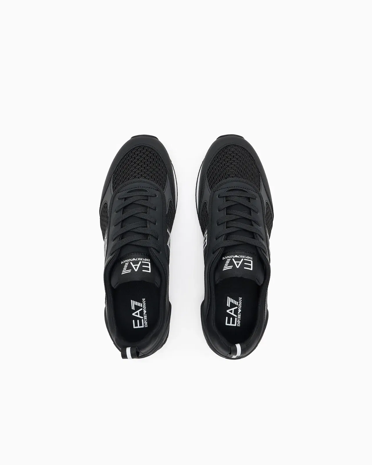 Ea7 Sneaker Black And White In Mesh With Rubber Sole Black