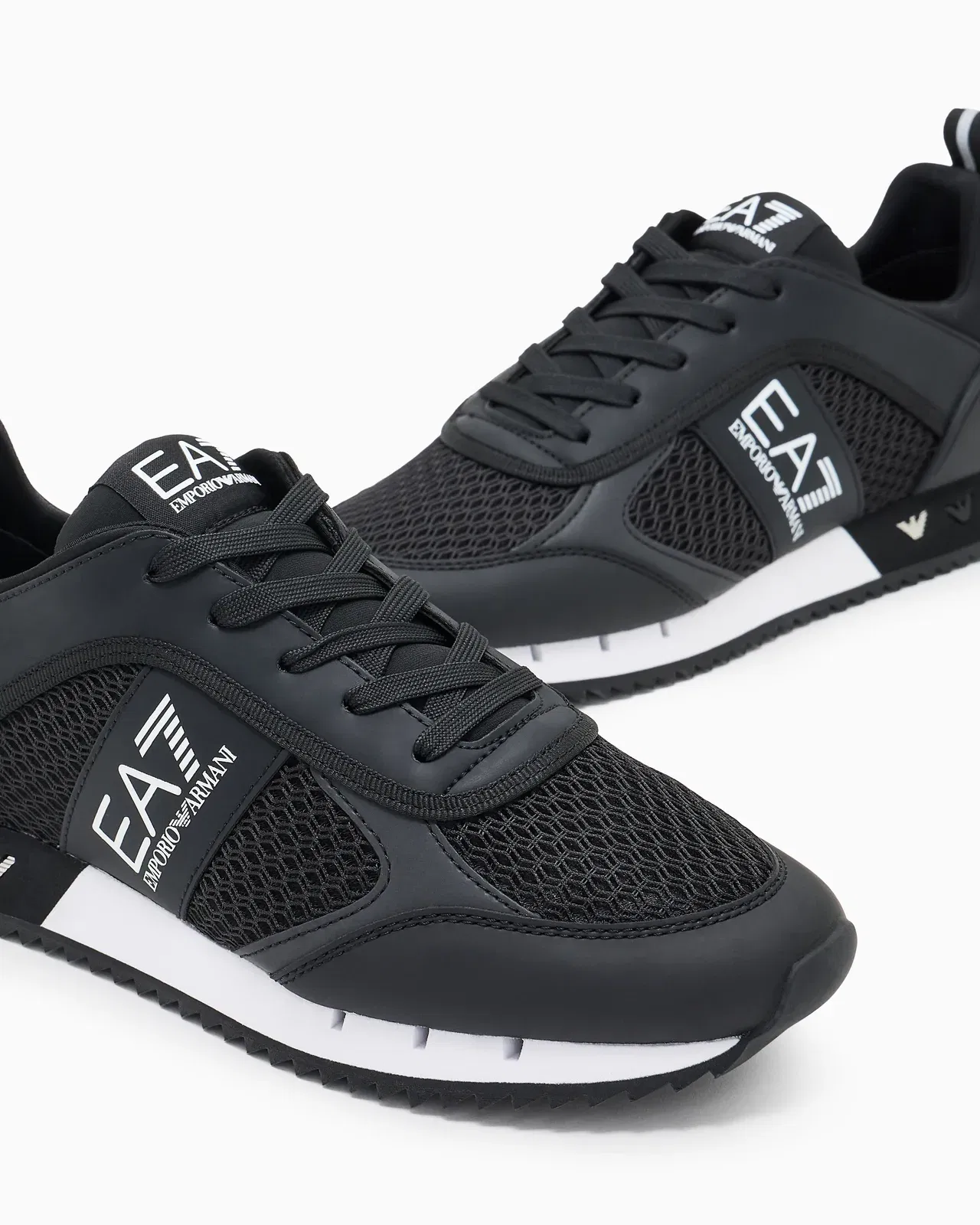 Ea7 Sneaker Black And White In Mesh With Rubber Sole Black