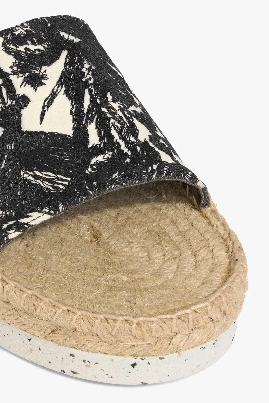 Stella Mccartney Fanana Embroidered Canvas Espadrille Slides Black Women's