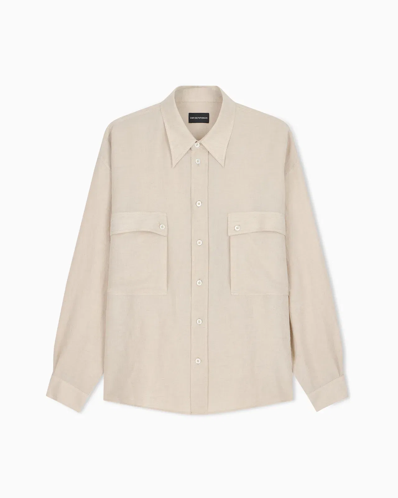 Emporio Armani Denim-effect linen-blend shirt