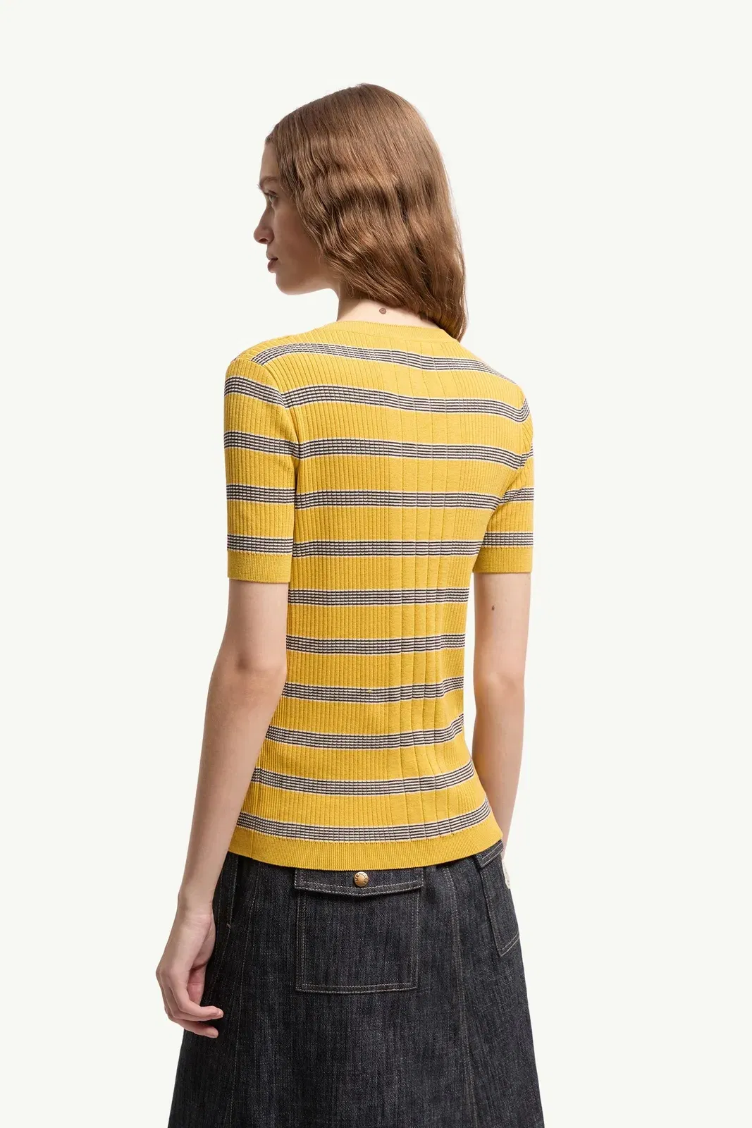 Moncler Striped Cotton T-Shirt Black & Yellow Black & Yellow