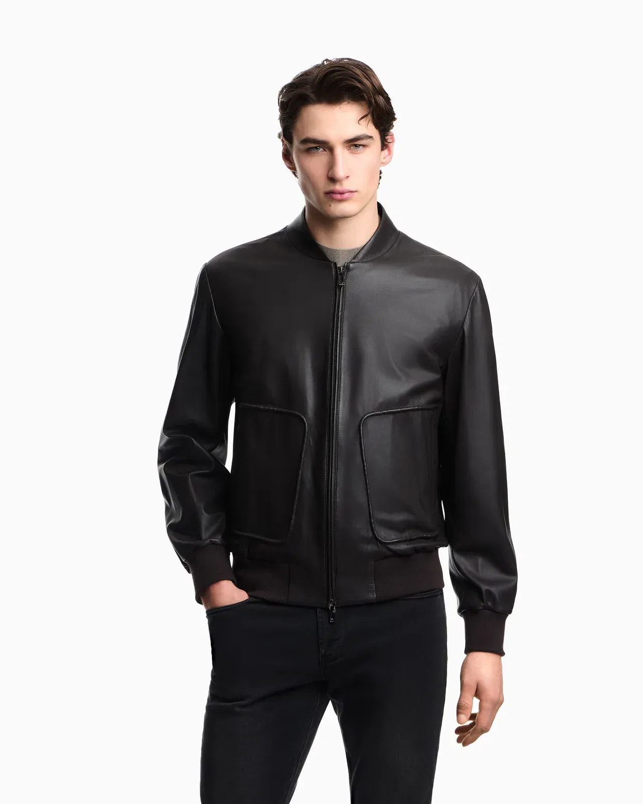 Emporio Armani Plonge nappa-leather blouson