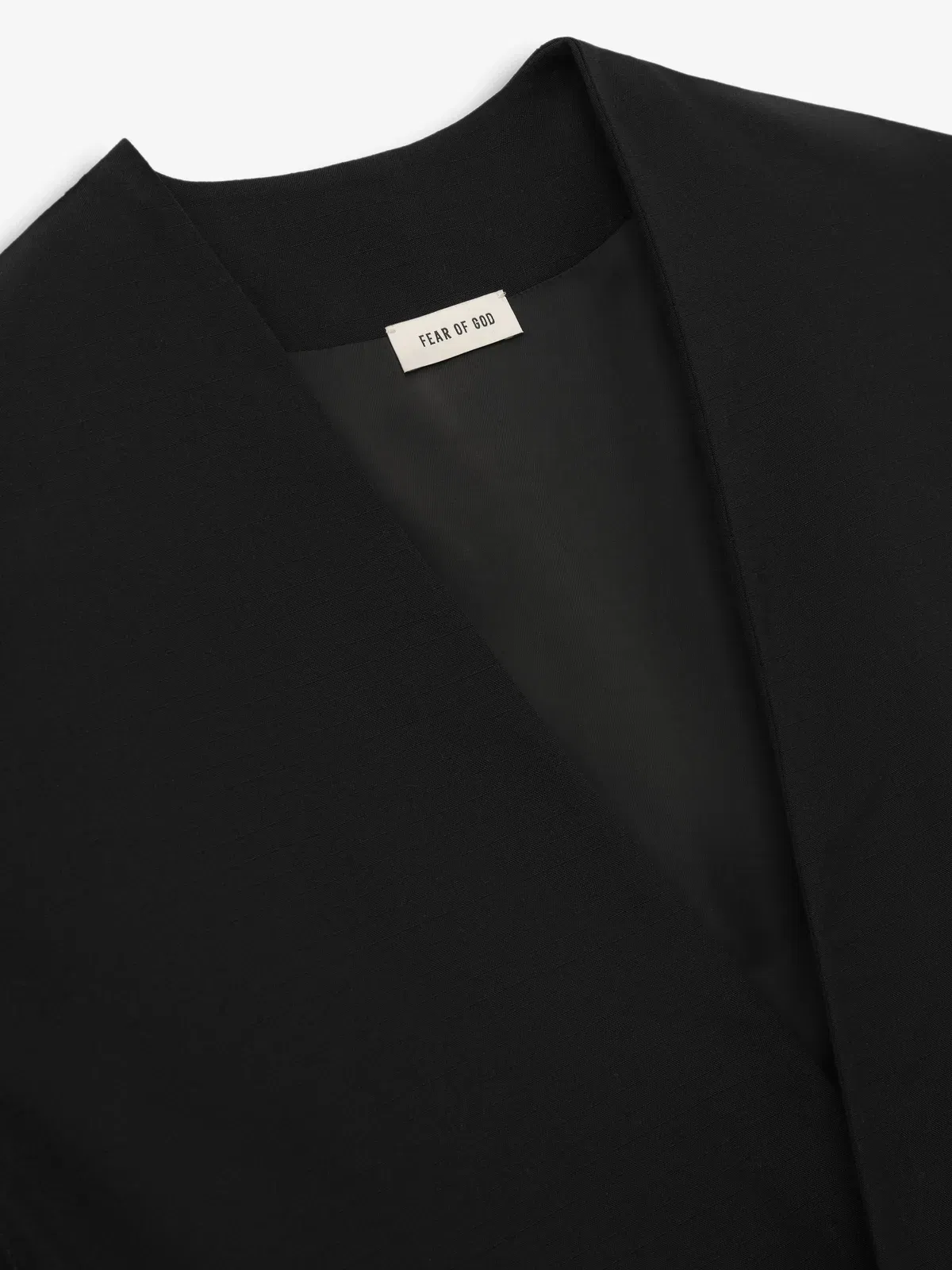 Essentials Wool Ripstop Relaxed Cropped Lapelless Jacket Black
